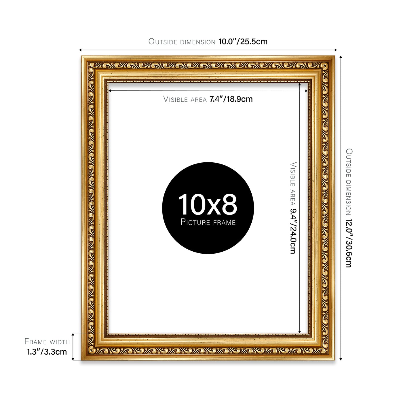 Gold Ornate Picture Frame 33mm Edge