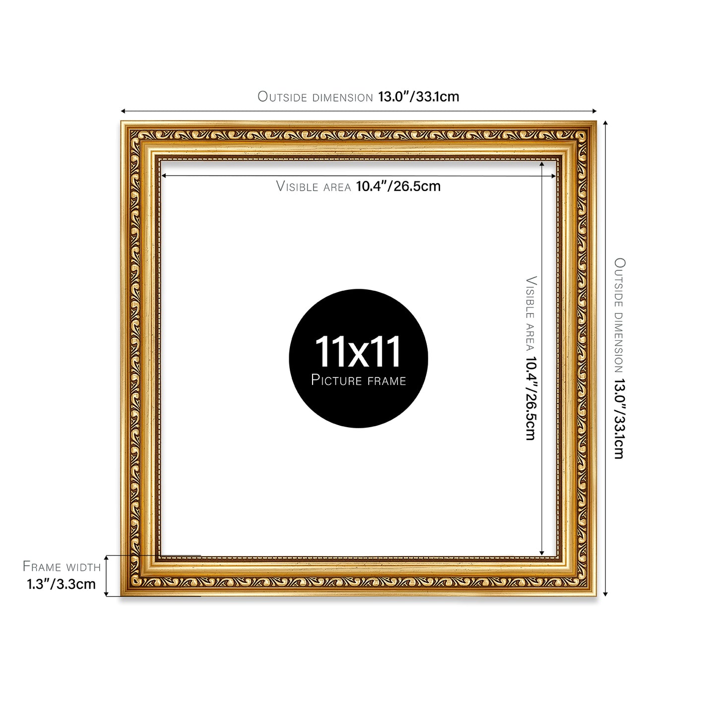 Gold Ornate Picture Frame 33mm Edge
