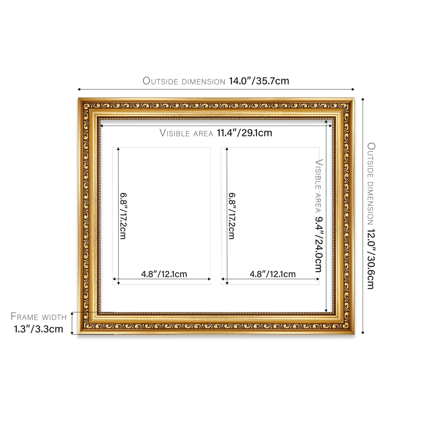 Gold Ornate Picture Frame 33mm Edge
