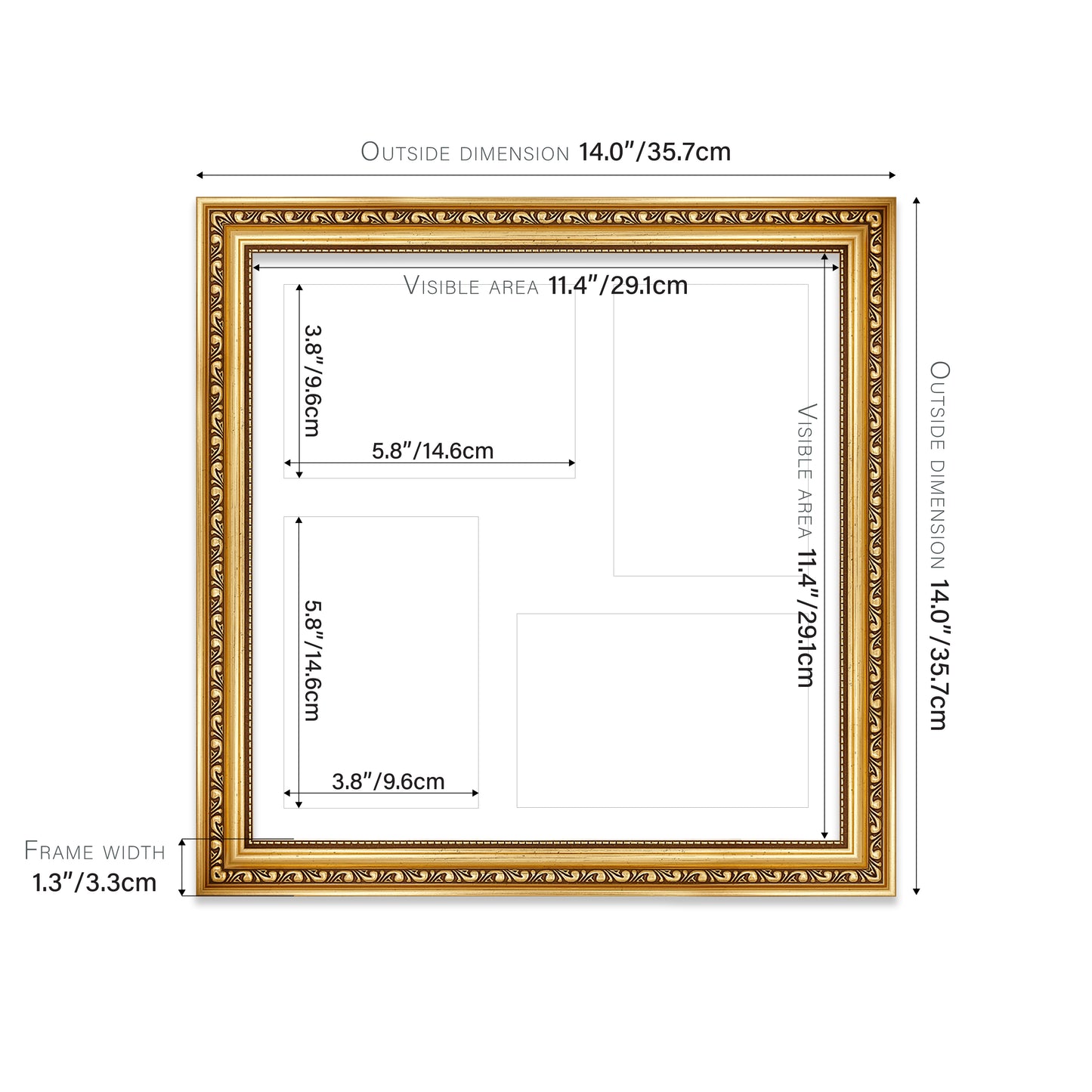 Gold Ornate Picture Frame 33mm Edge