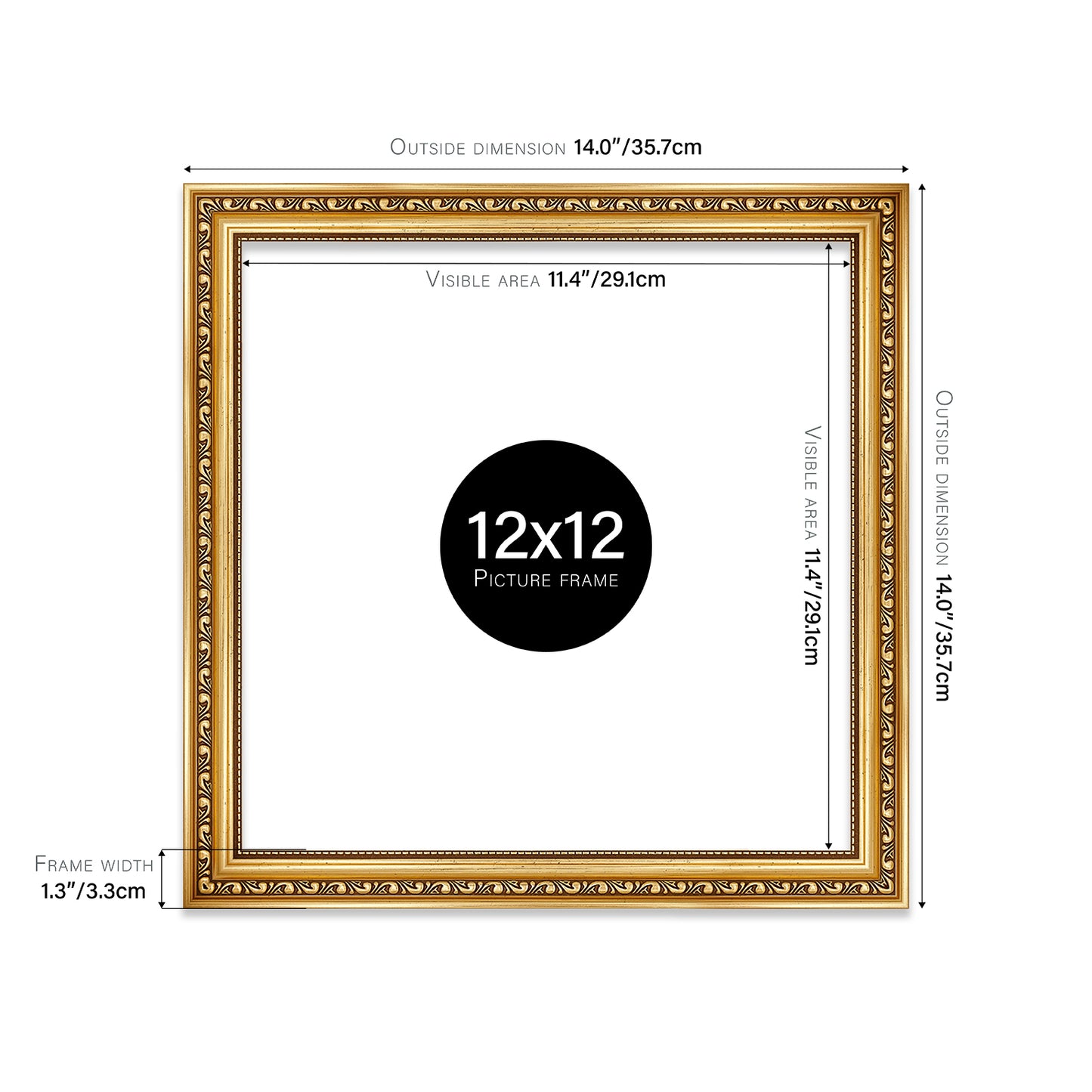 Gold Ornate Picture Frame 33mm Edge
