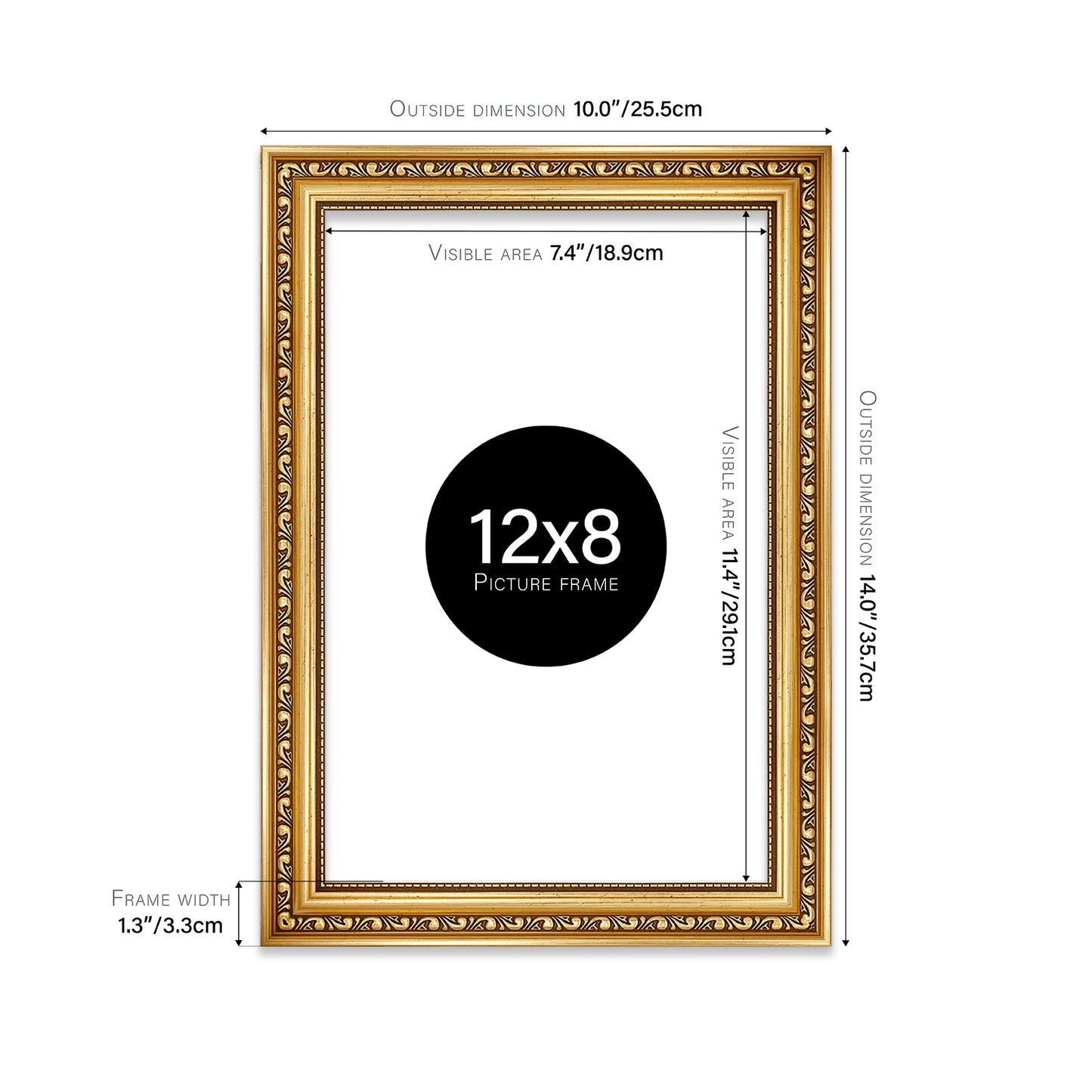 Gold Ornate Picture Frame 33mm Edge