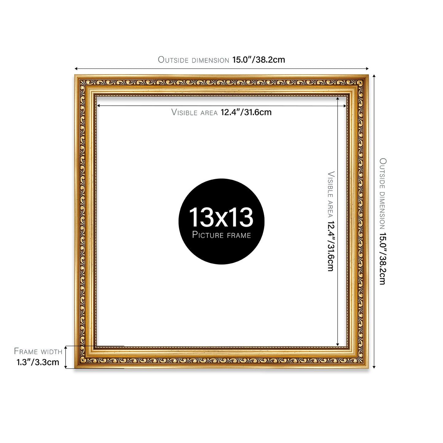 Gold Ornate Picture Frame 33mm Edge