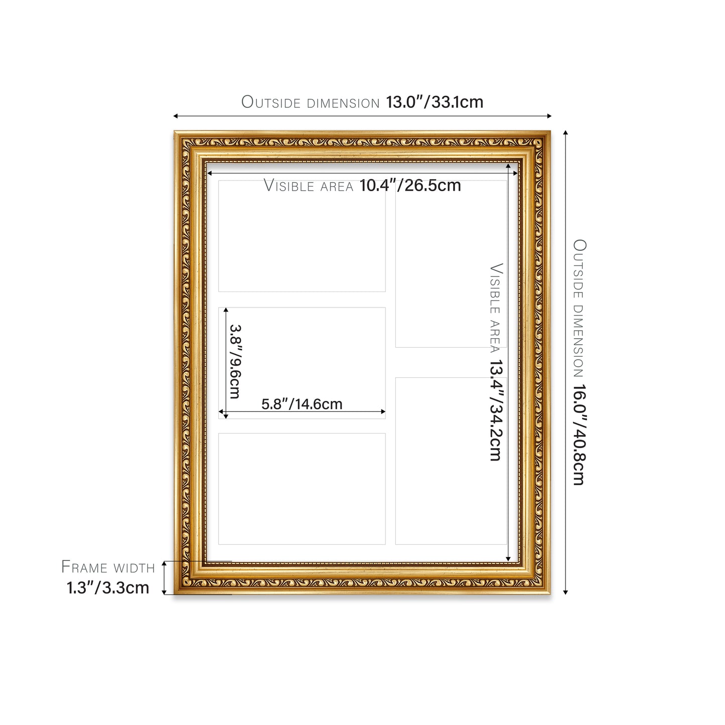 Gold Ornate Picture Frame 33mm Edge