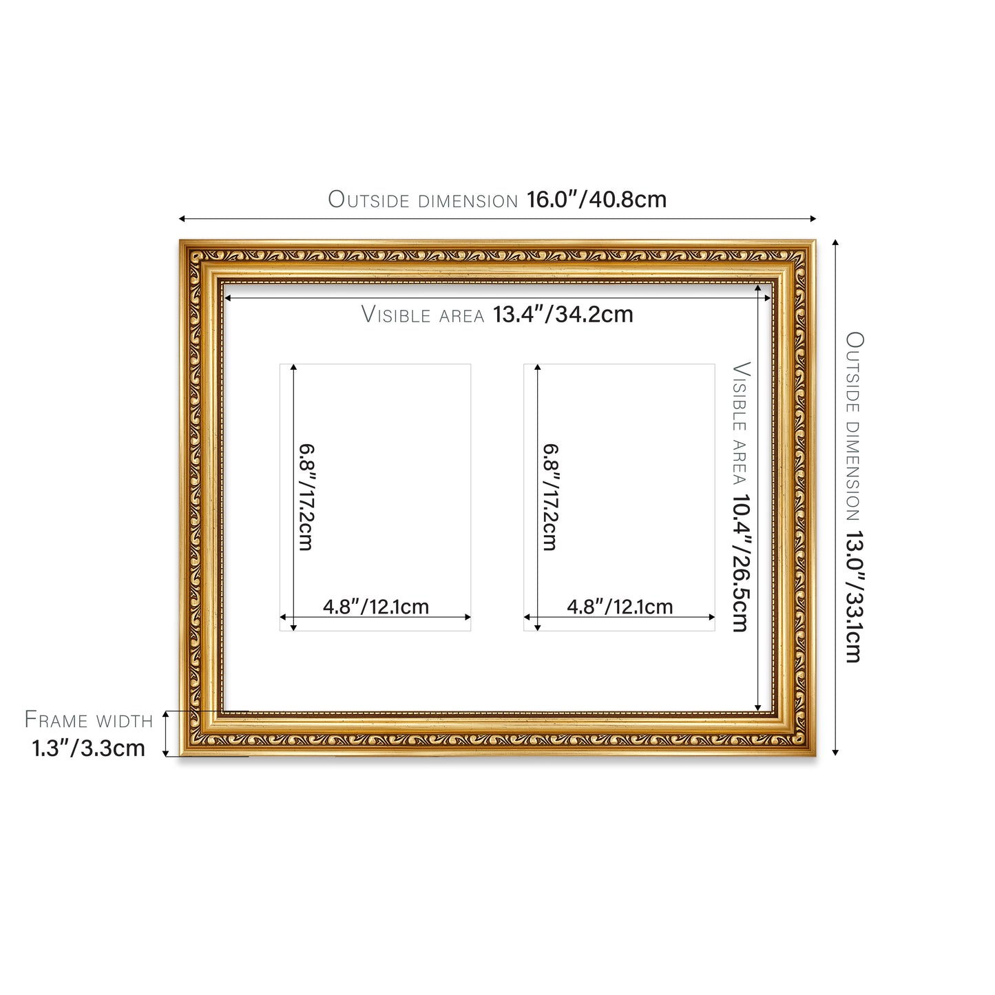 Gold Ornate Picture Frame 33mm Edge