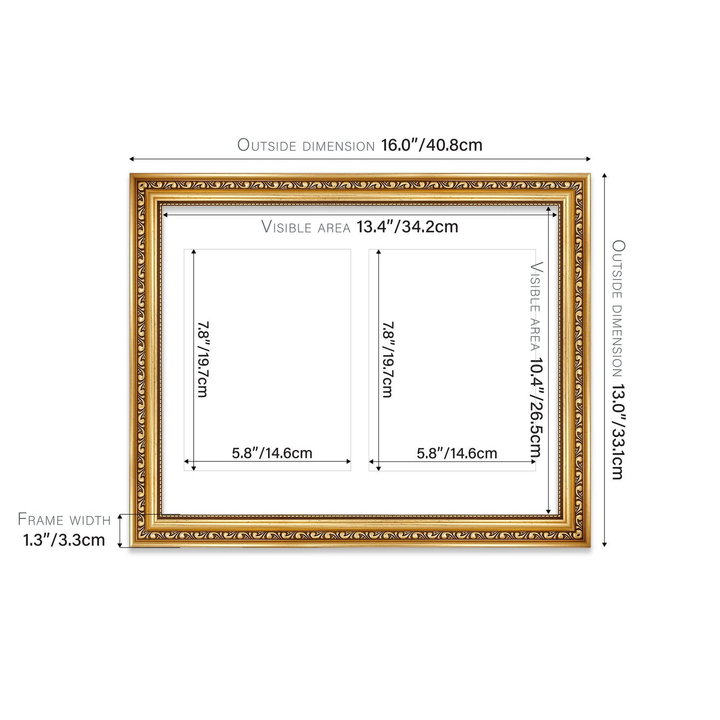 Gold Ornate Picture Frame 33mm Edge
