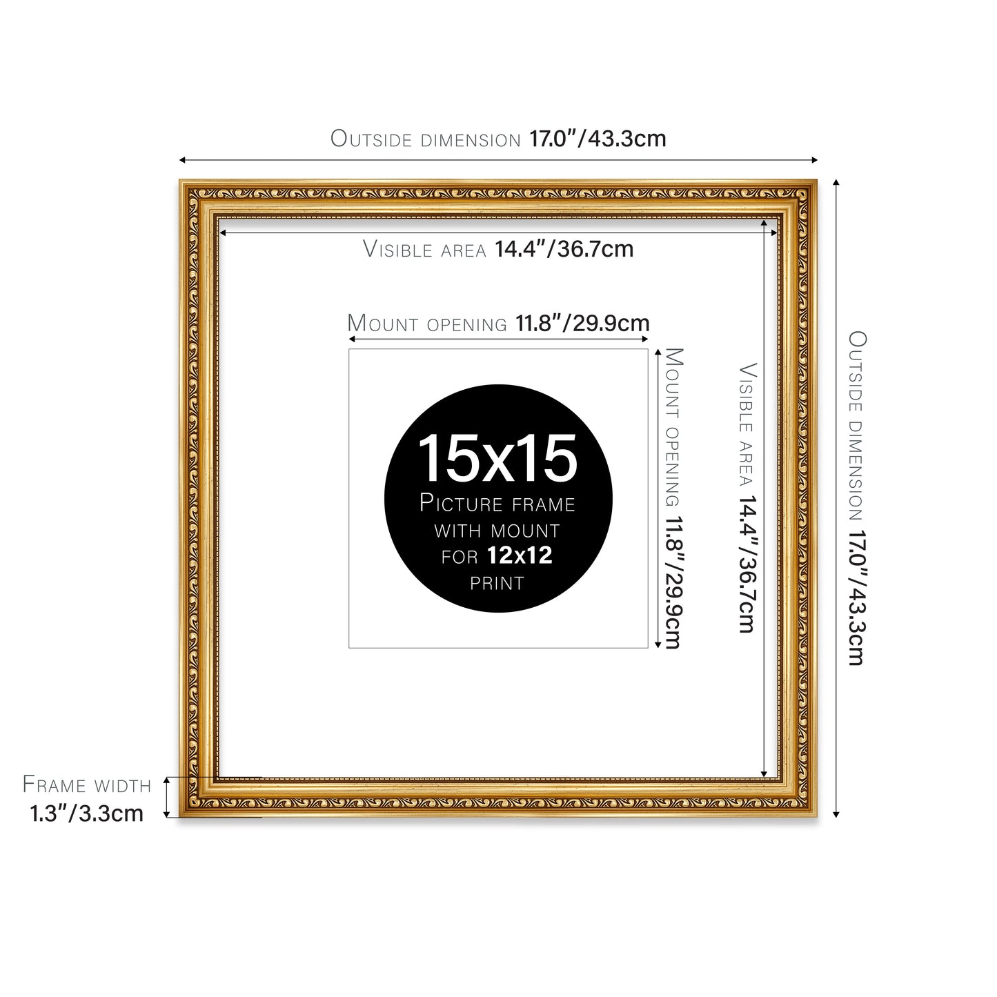 Gold Ornate Picture Frame 33mm Edge