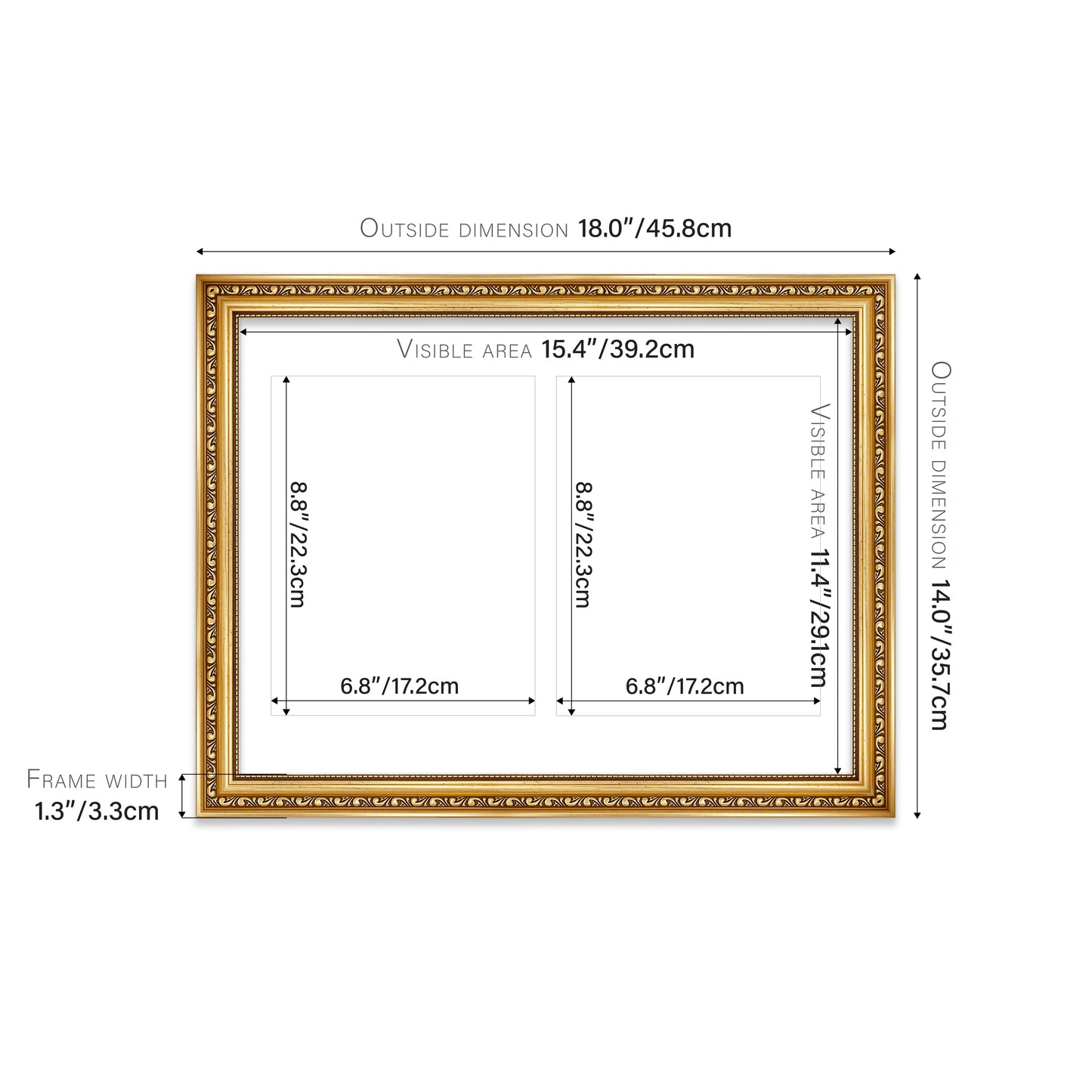 Gold Ornate Picture Frame 33mm Edge