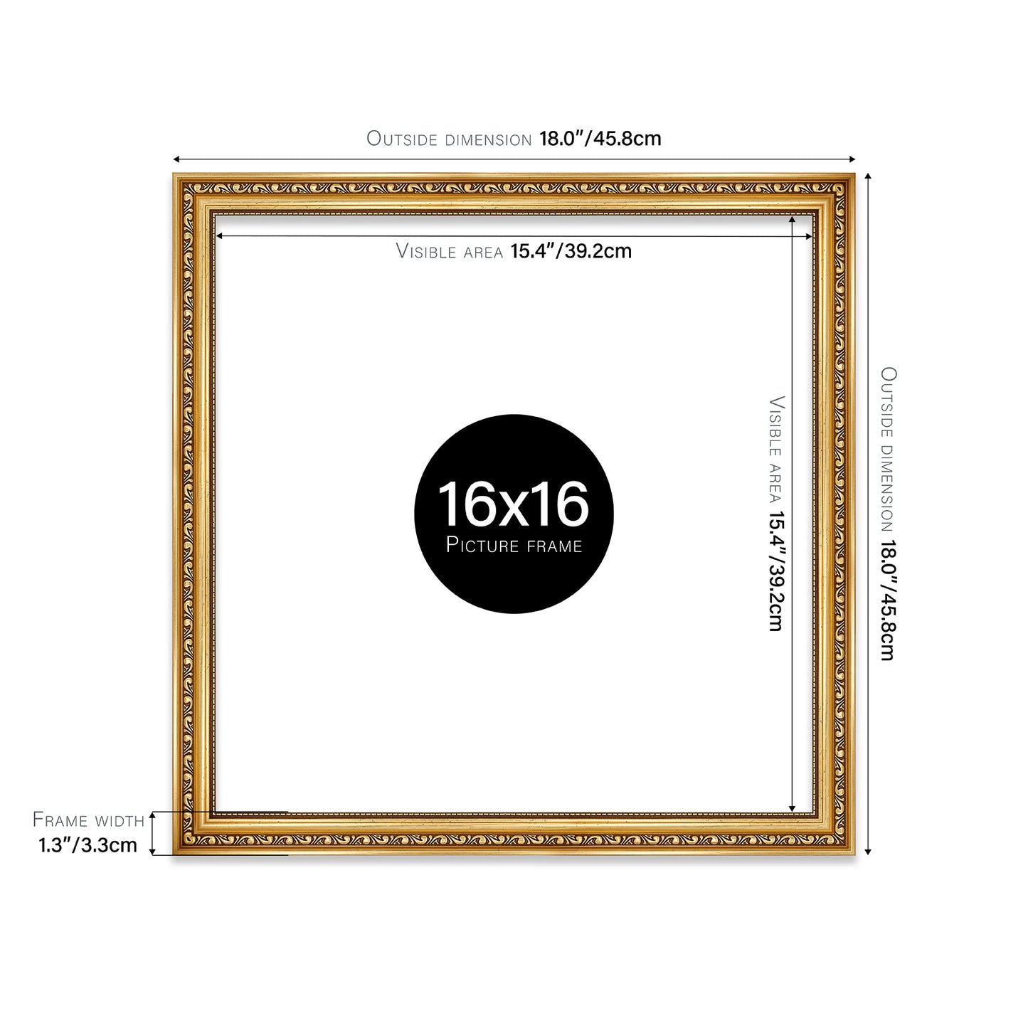 Gold Ornate Picture Frame 33mm Edge