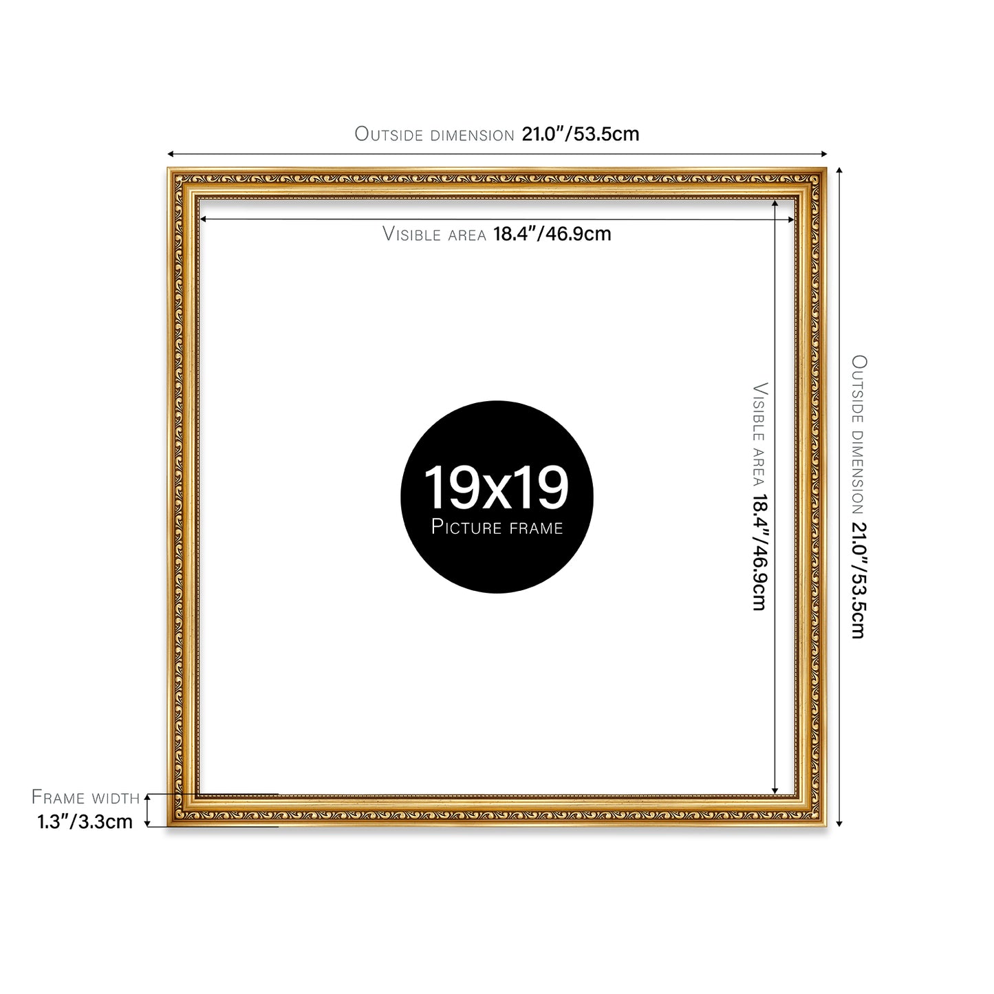 Gold Ornate Picture Frame 33mm Edge
