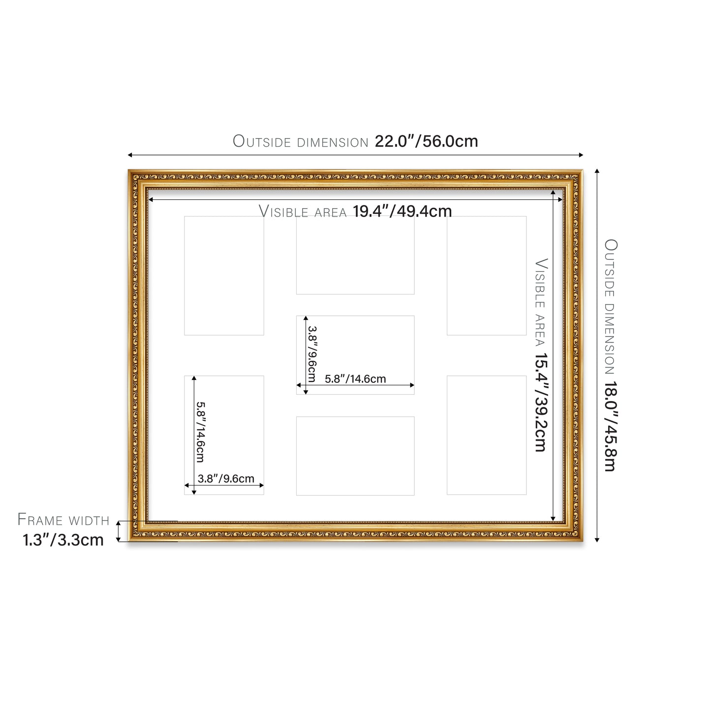 Gold Ornate Picture Frame 33mm Edge