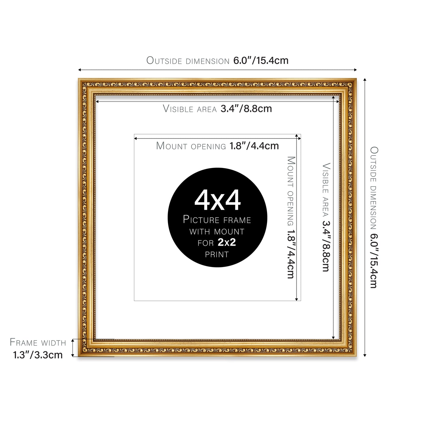 Gold Ornate Picture Frame 33mm Edge