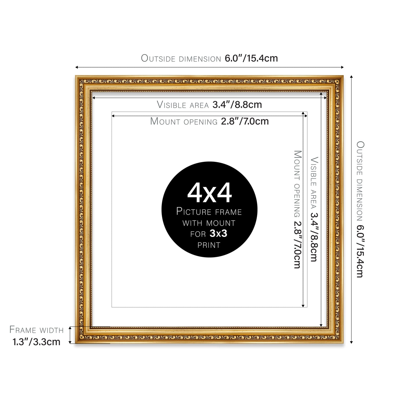 Gold Ornate Picture Frame 33mm Edge