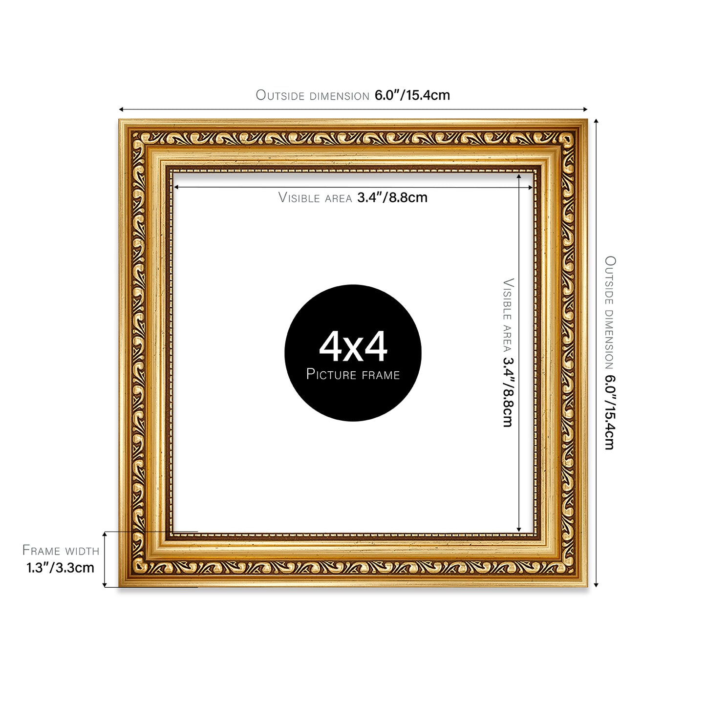 Gold Ornate Picture Frame 33mm Edge