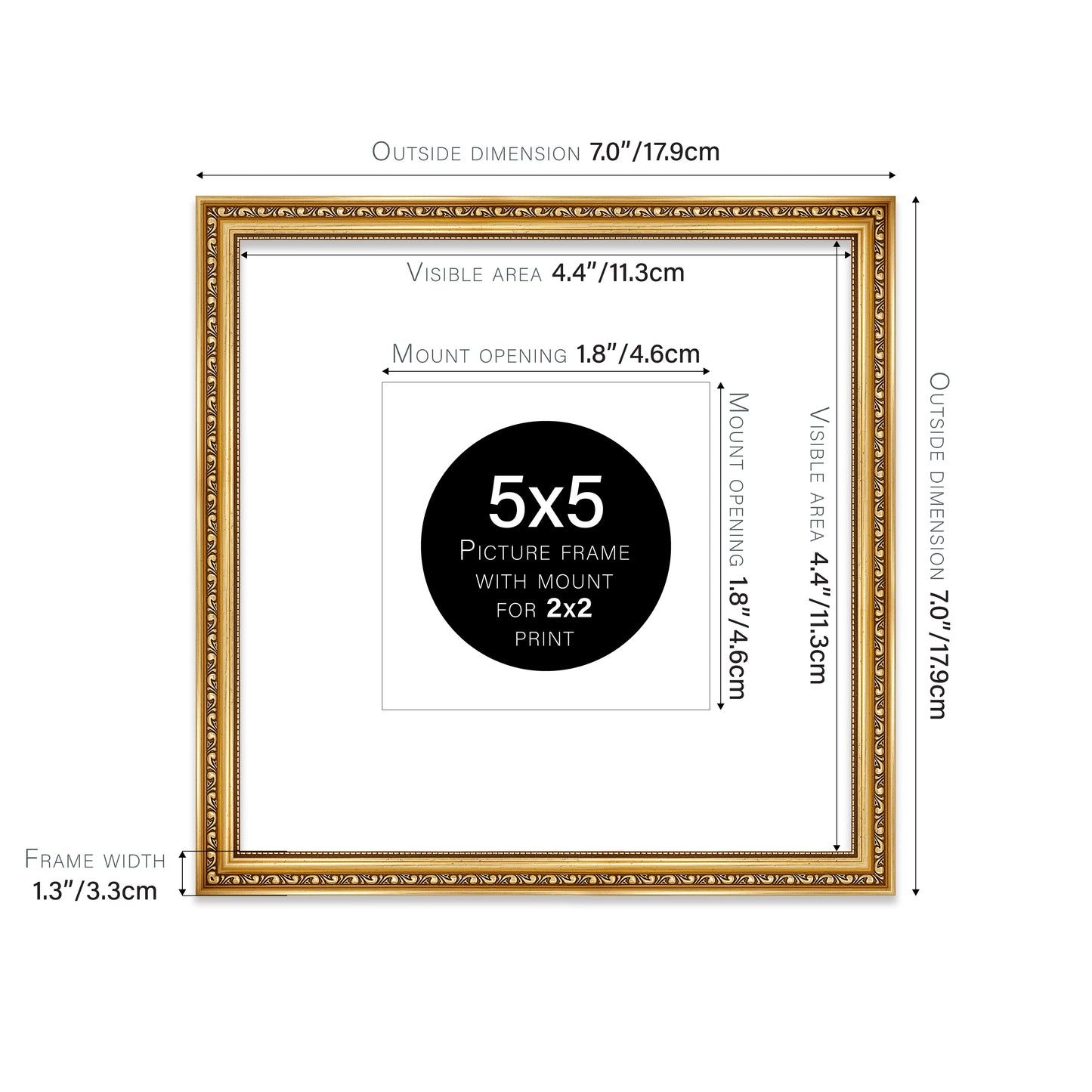 Gold Ornate Picture Frame 33mm Edge