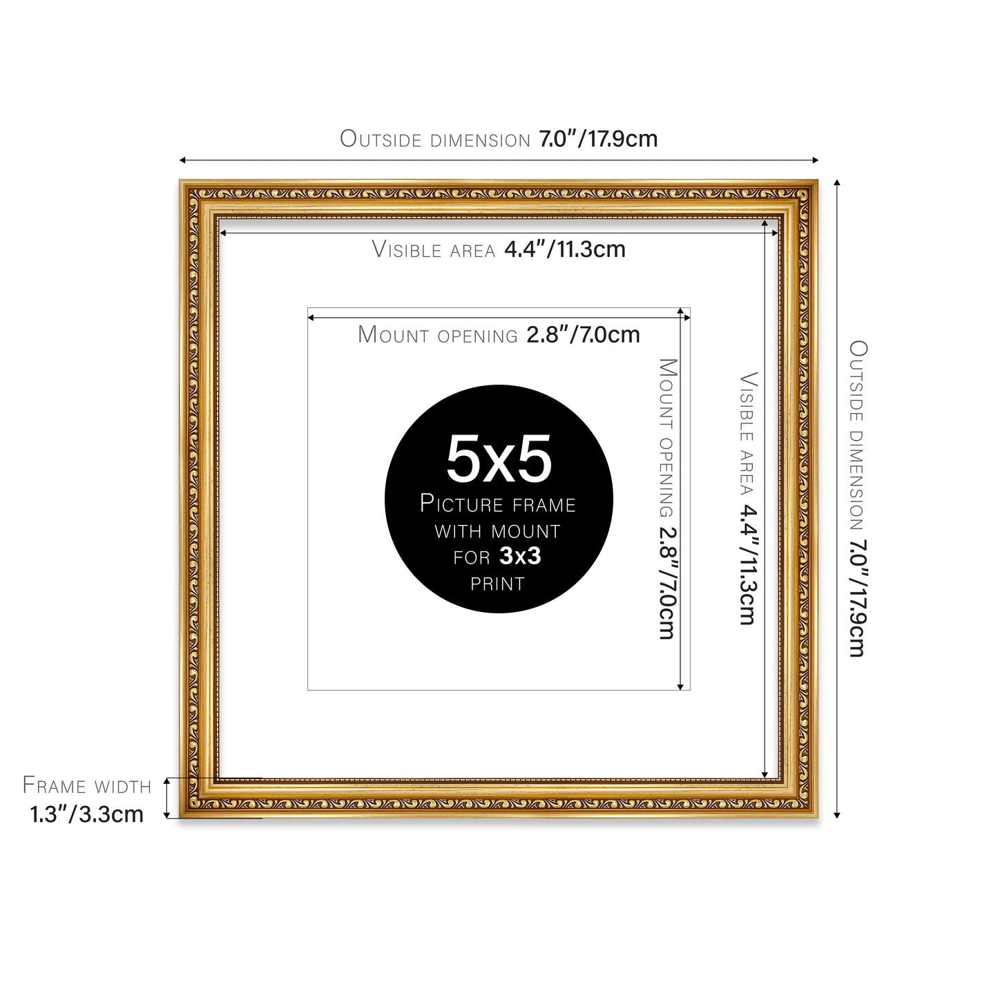 Gold Ornate Picture Frame 33mm Edge