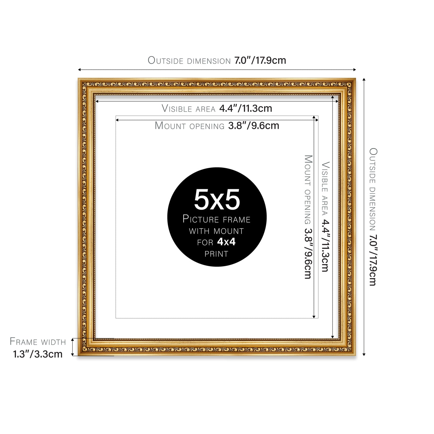 Gold Ornate Picture Frame 33mm Edge