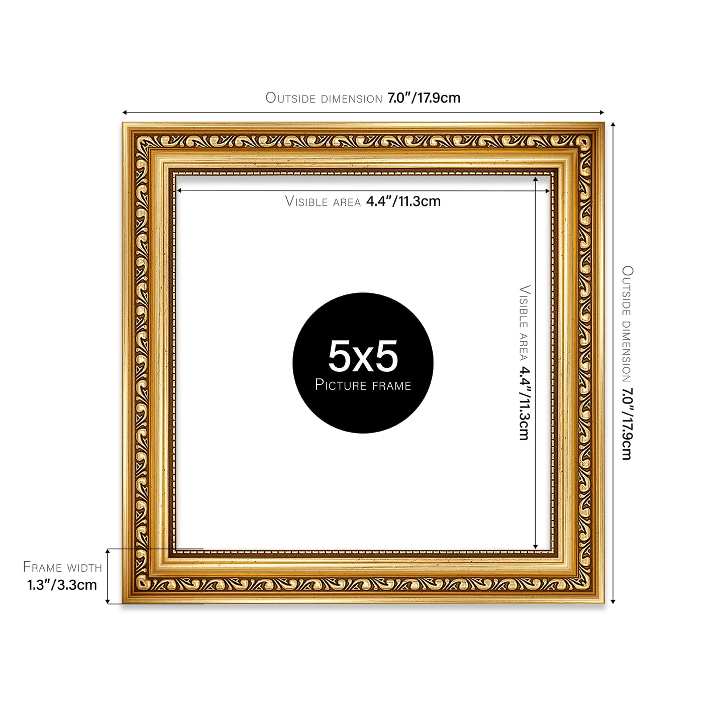 Gold Ornate Picture Frame 33mm Edge