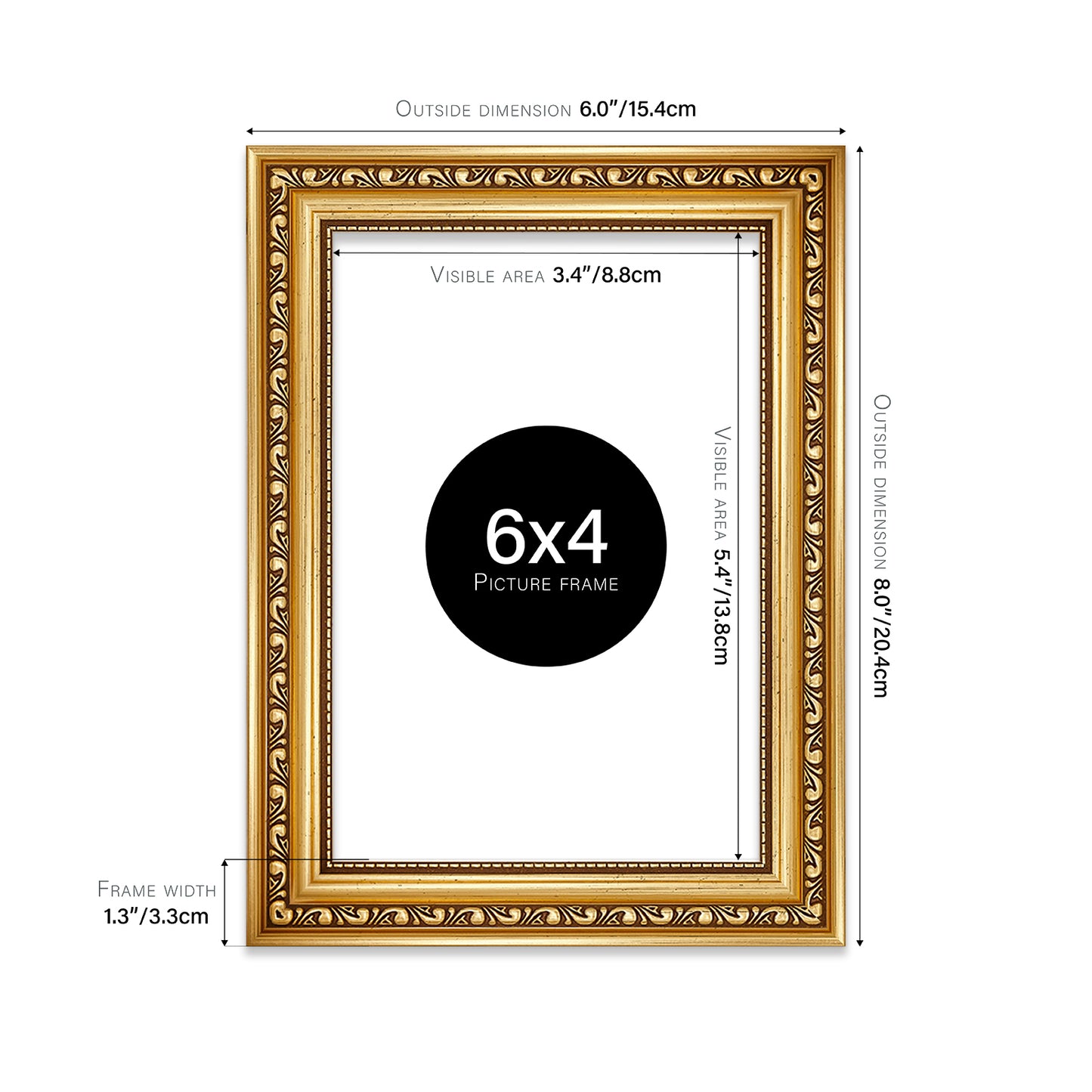 Gold Ornate Picture Frame 33mm Edge