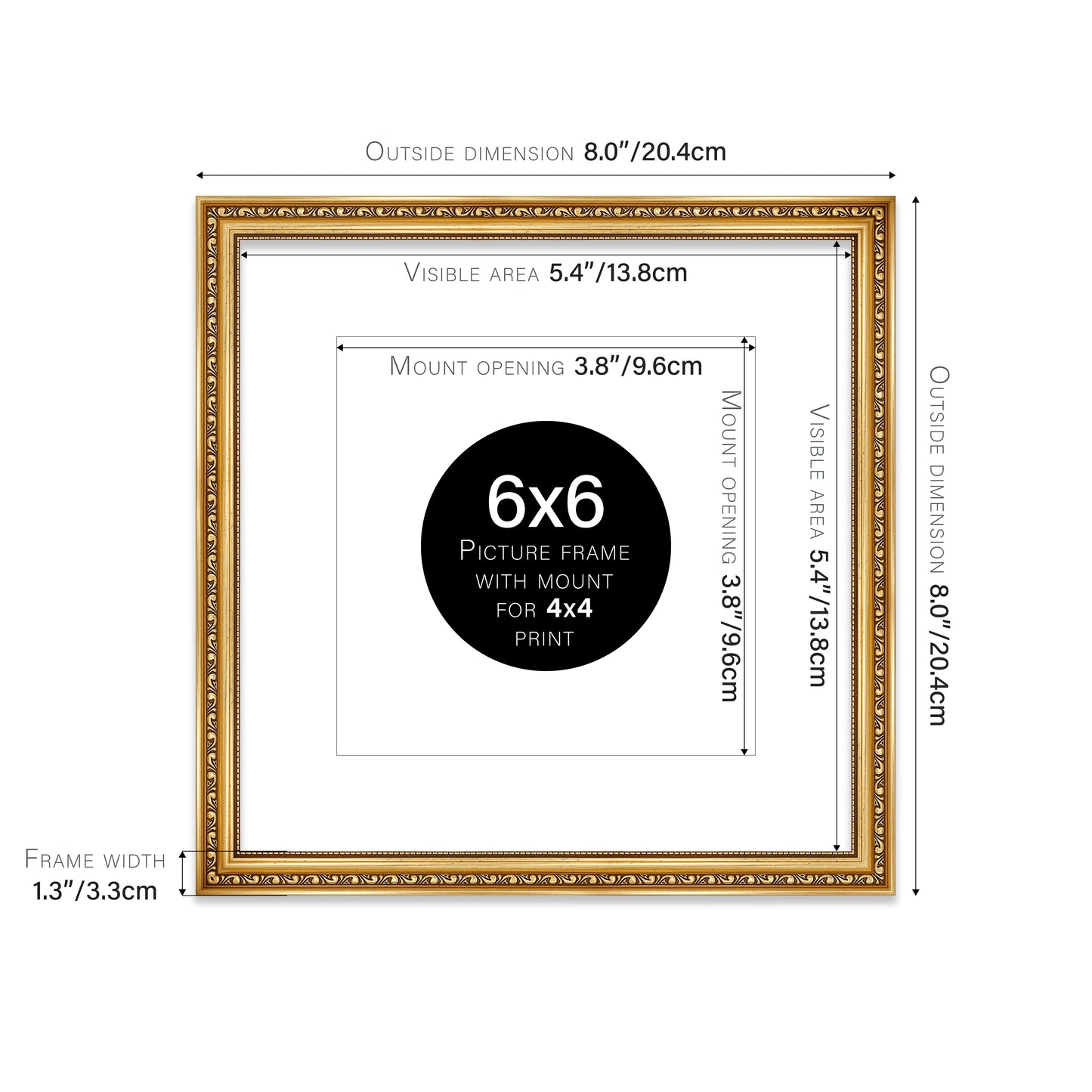 Gold Ornate Picture Frame 33mm Edge