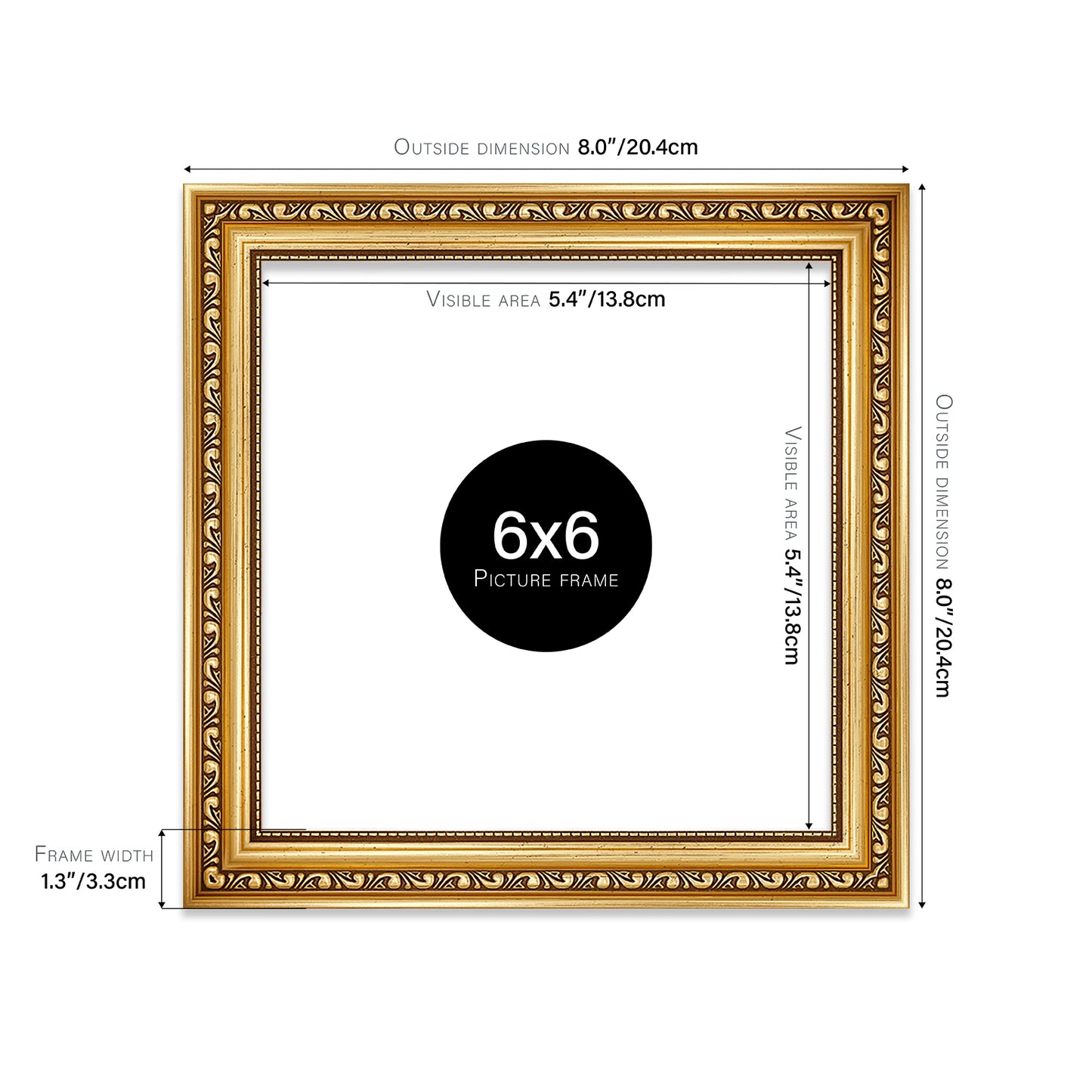 Gold Ornate Picture Frame 33mm Edge