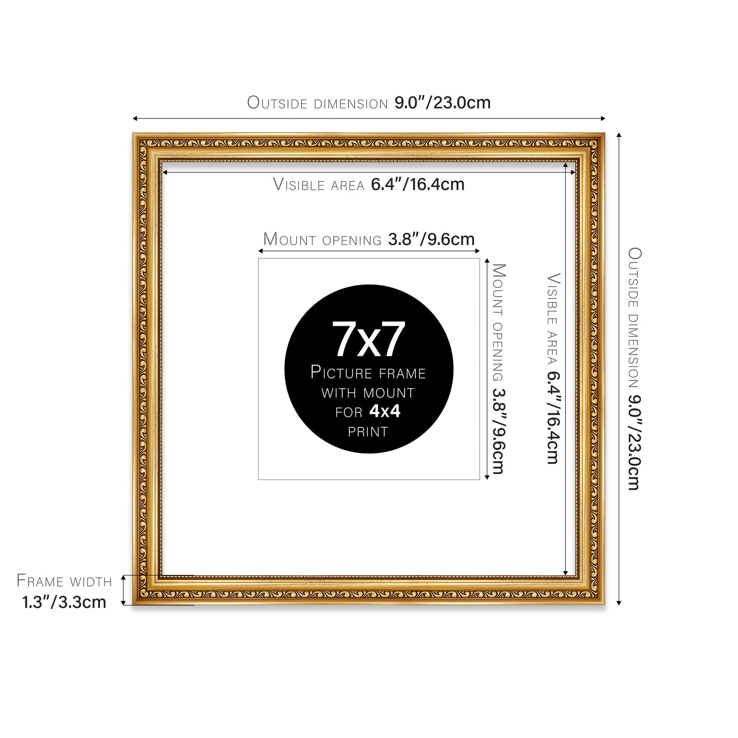 Gold Ornate Picture Frame 33mm Edge