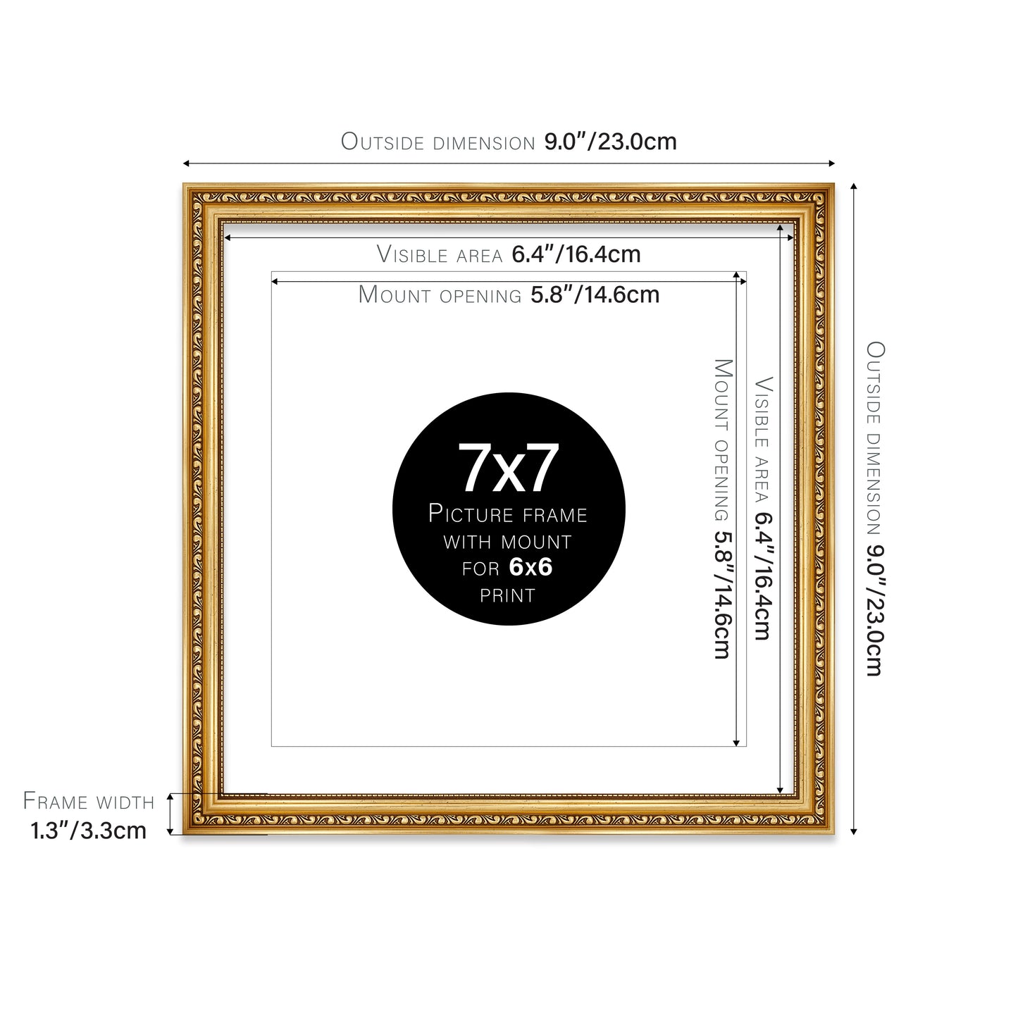 Gold Ornate Picture Frame 33mm Edge