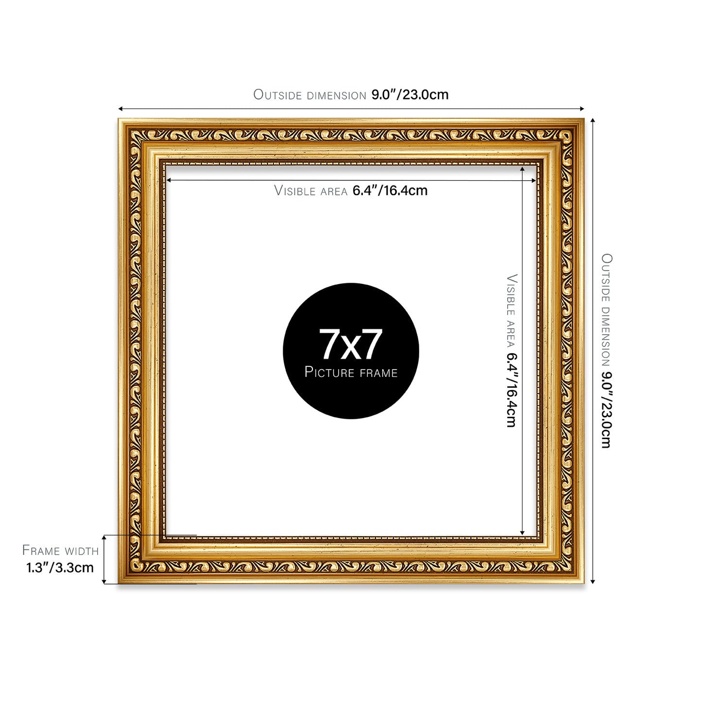 Gold Ornate Picture Frame 33mm Edge