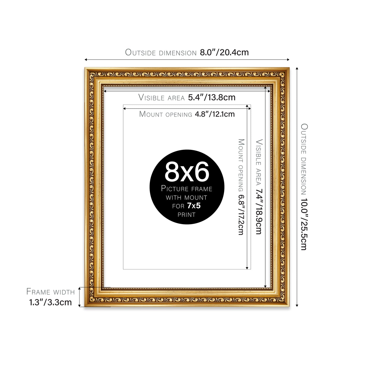 Gold Ornate Picture Frame 33mm Edge