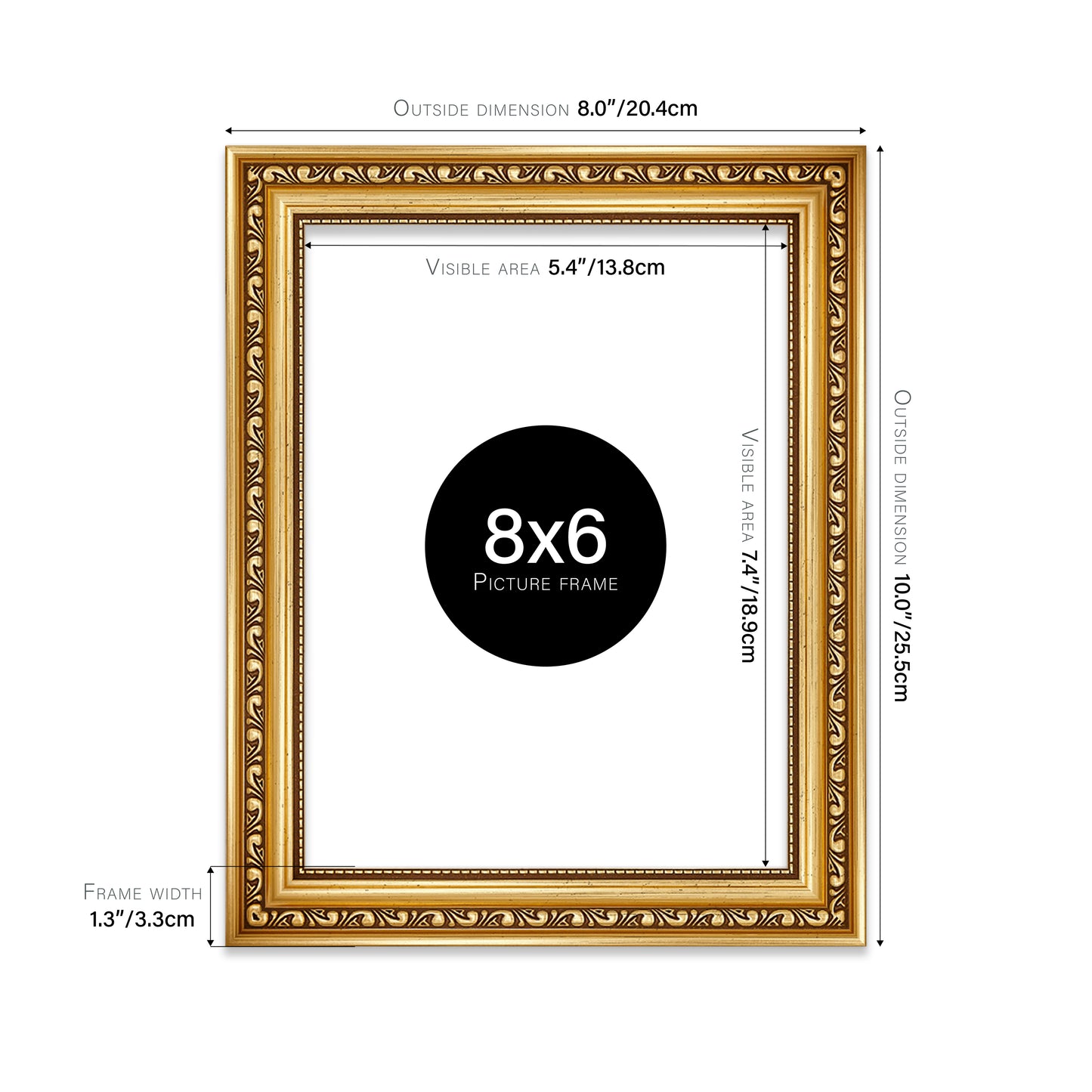 Gold Ornate Picture Frame 33mm Edge