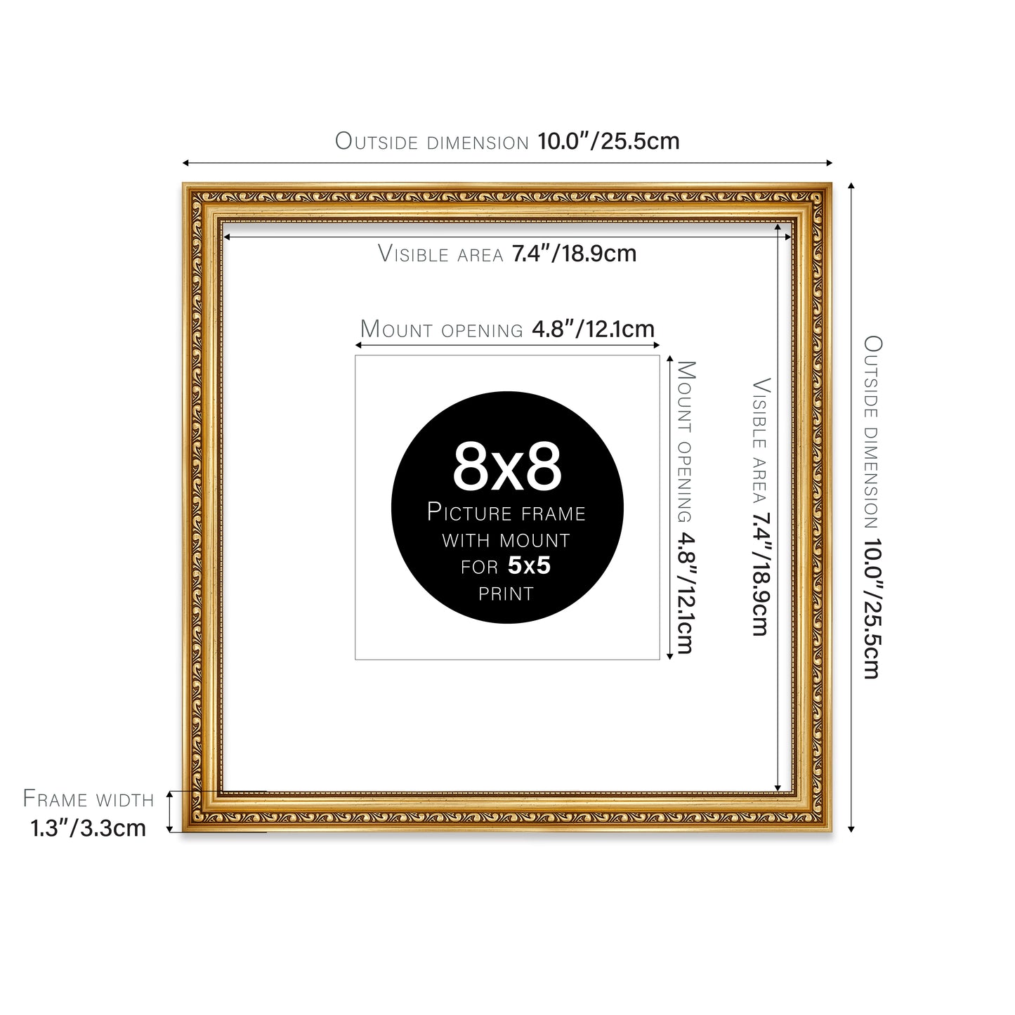 Gold Ornate Picture Frame 33mm Edge
