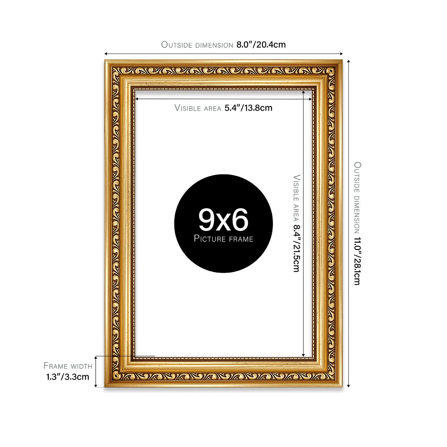 Gold Ornate Picture Frame 33mm Edge