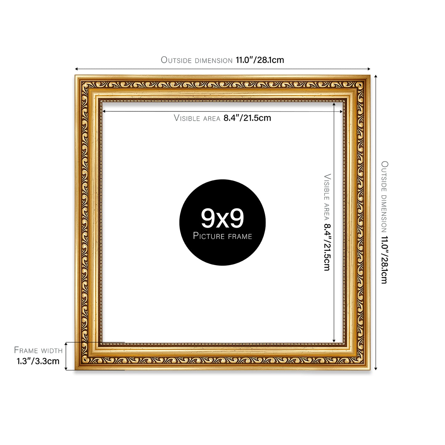 Gold Ornate Picture Frame 33mm Edge