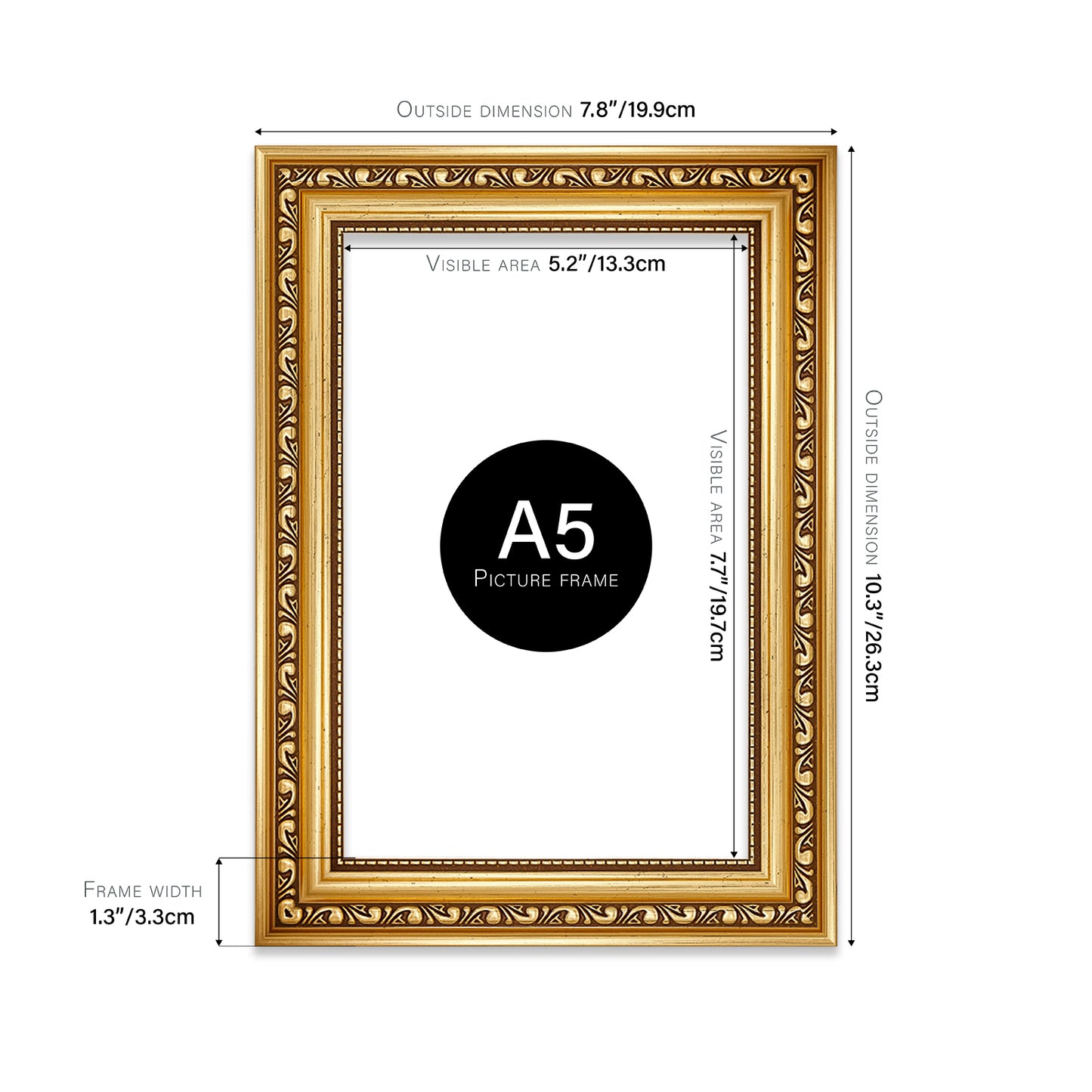 Gold Ornate Picture Frame 33mm Edge