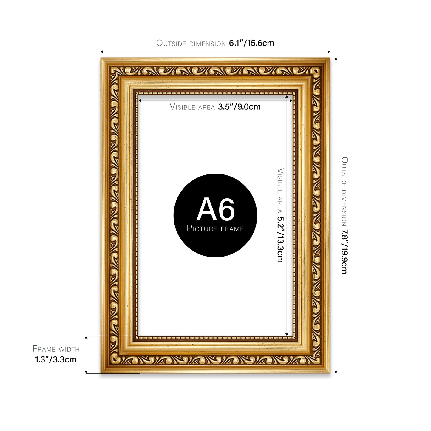 Gold Ornate Picture Frame 33mm Edge