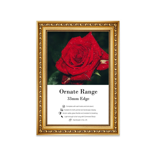 Gold Ornate Picture Frame 33mm Edge