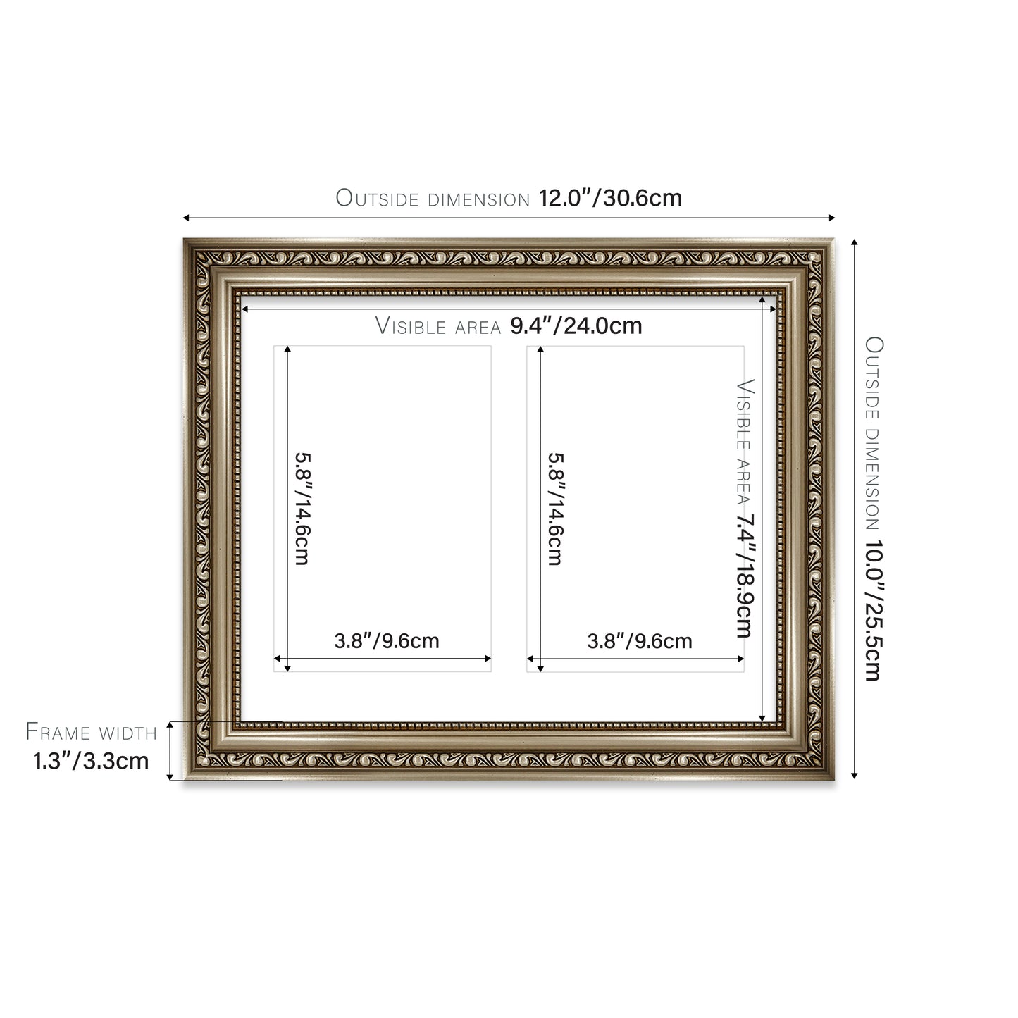 Gunmetal Ornate Picture Frame 33mm Edge