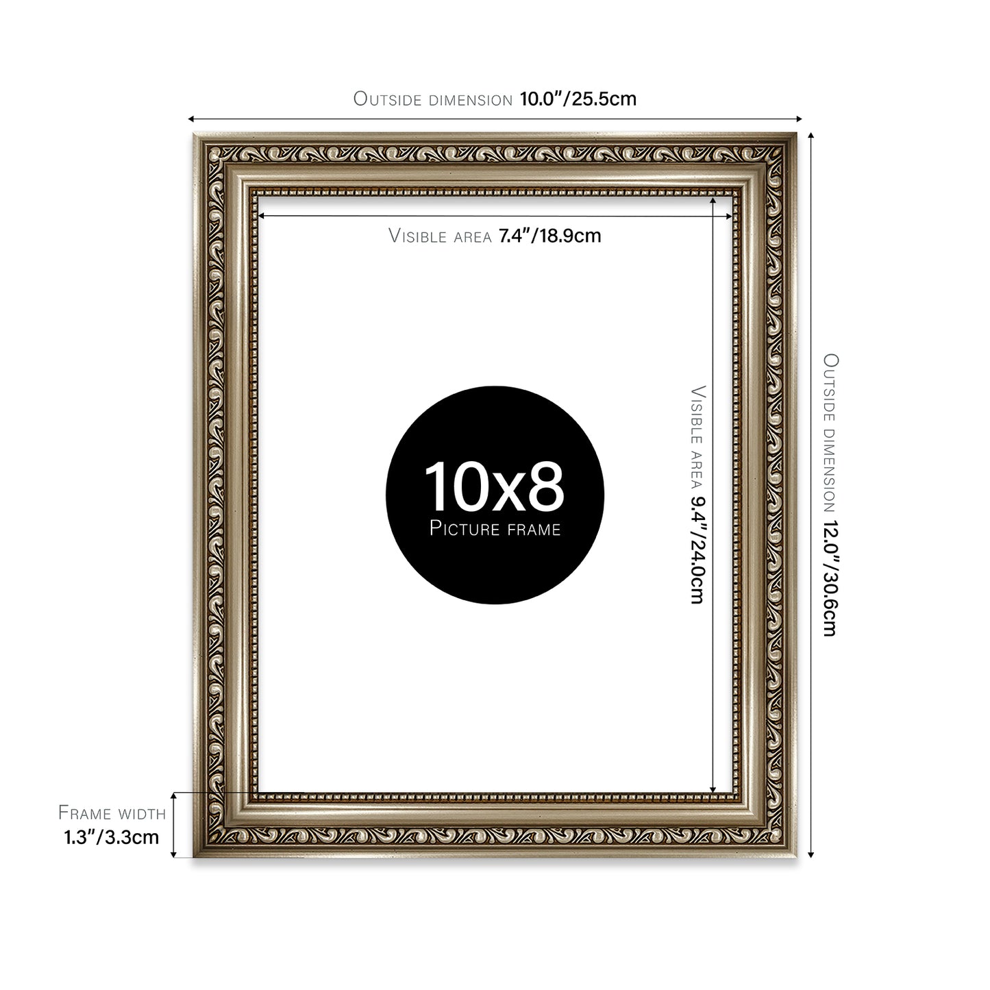 Gunmetal Ornate Picture Frame 33mm Edge
