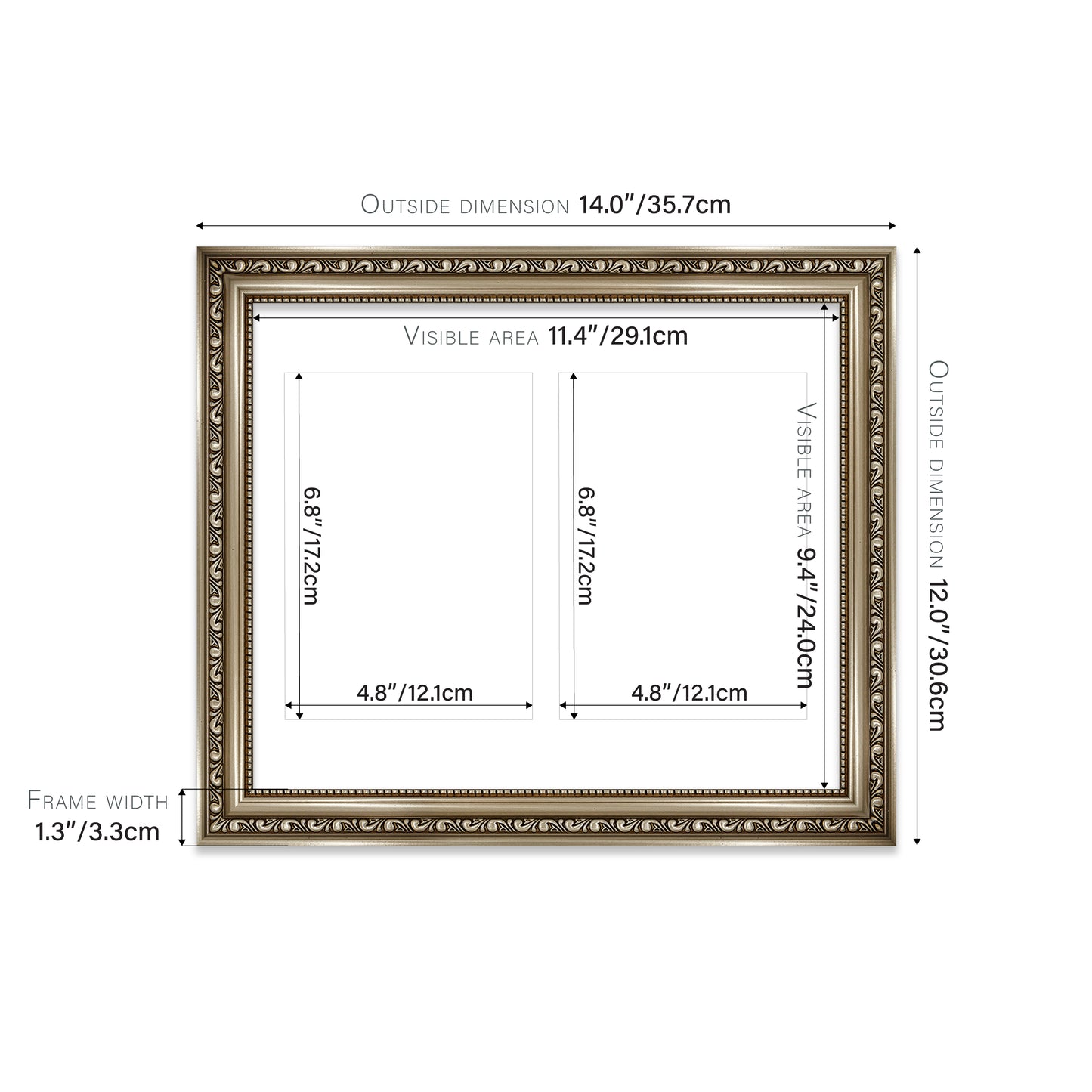 Gunmetal Ornate Picture Frame 33mm Edge