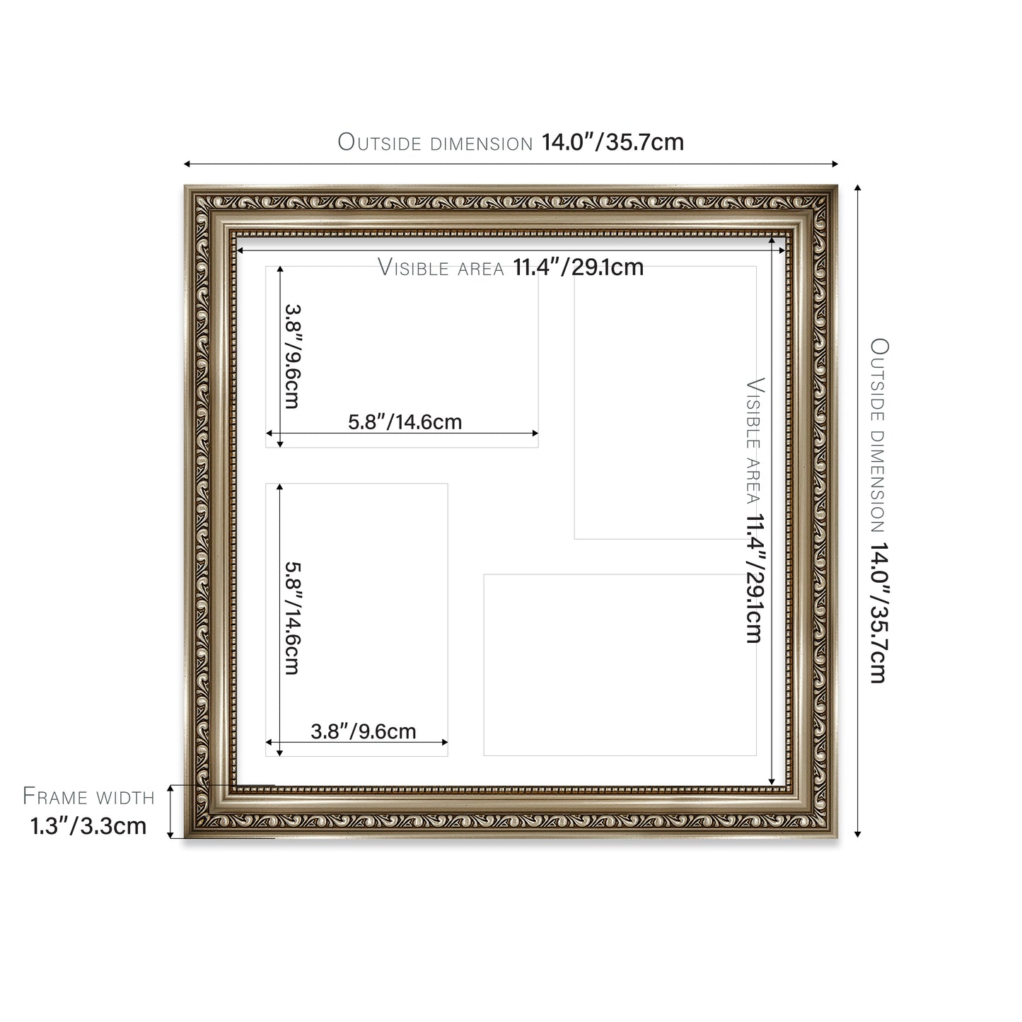 Gunmetal Ornate Picture Frame 33mm Edge