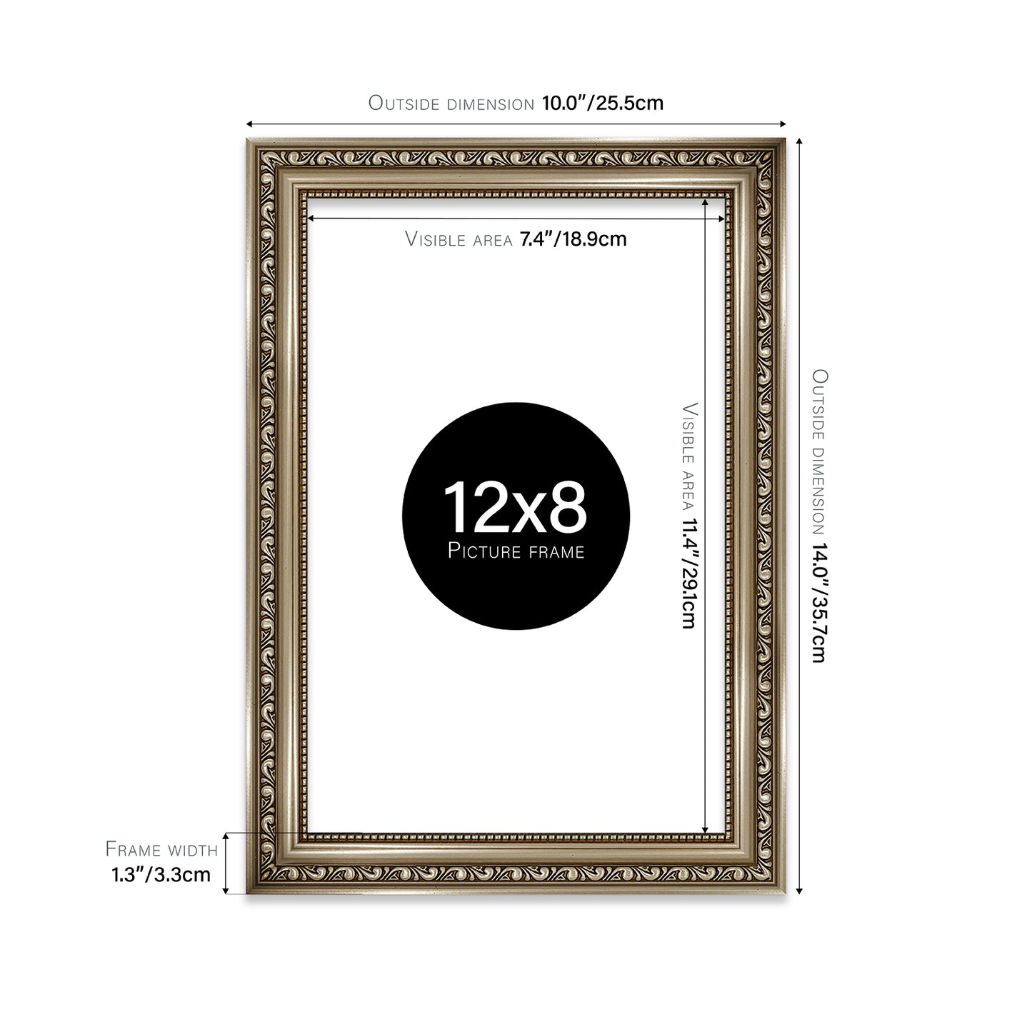 Gunmetal Ornate Picture Frame 33mm Edge