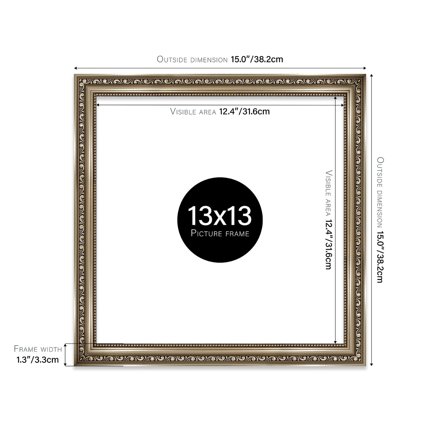 Gunmetal Ornate Picture Frame 33mm Edge