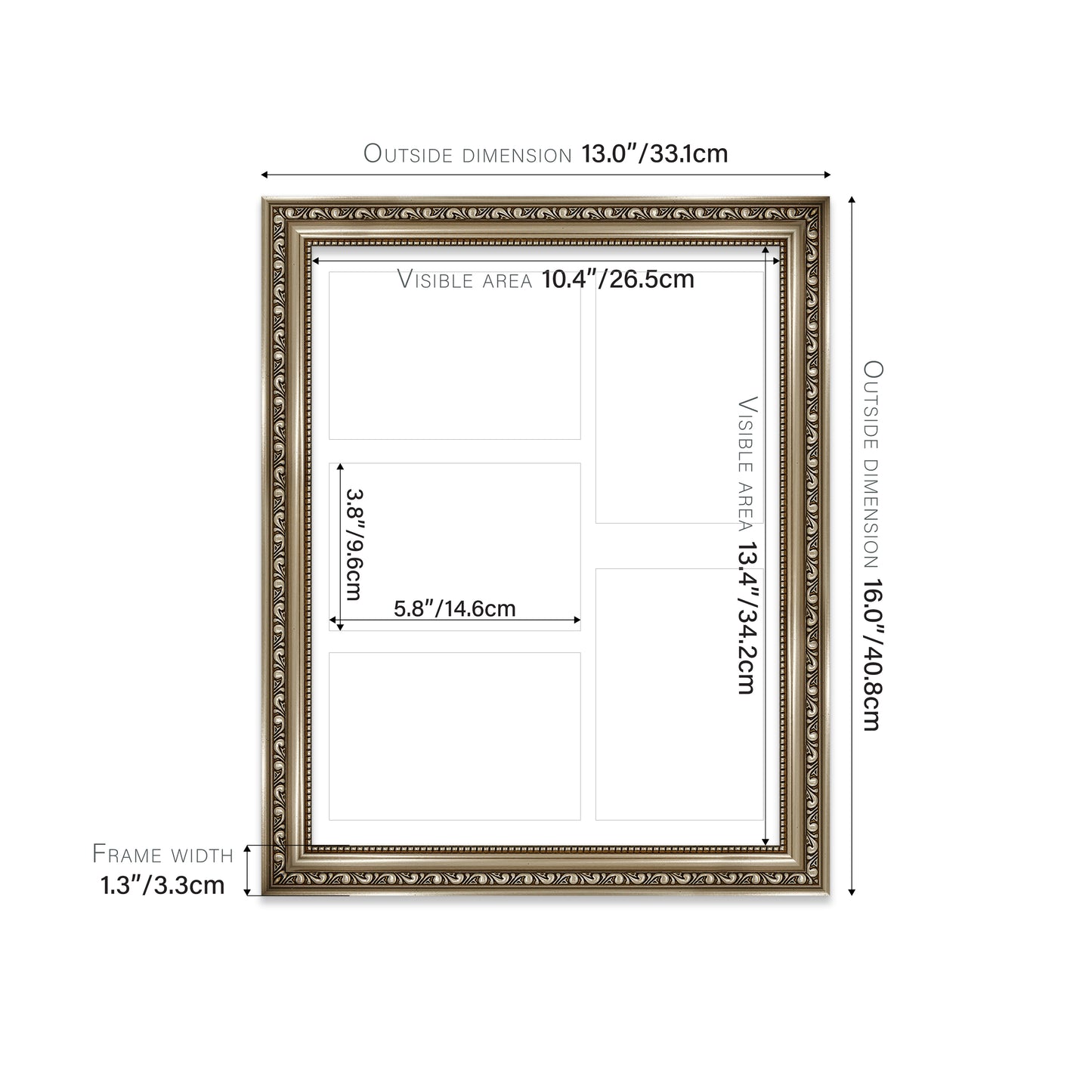 Gunmetal Ornate Picture Frame 33mm Edge