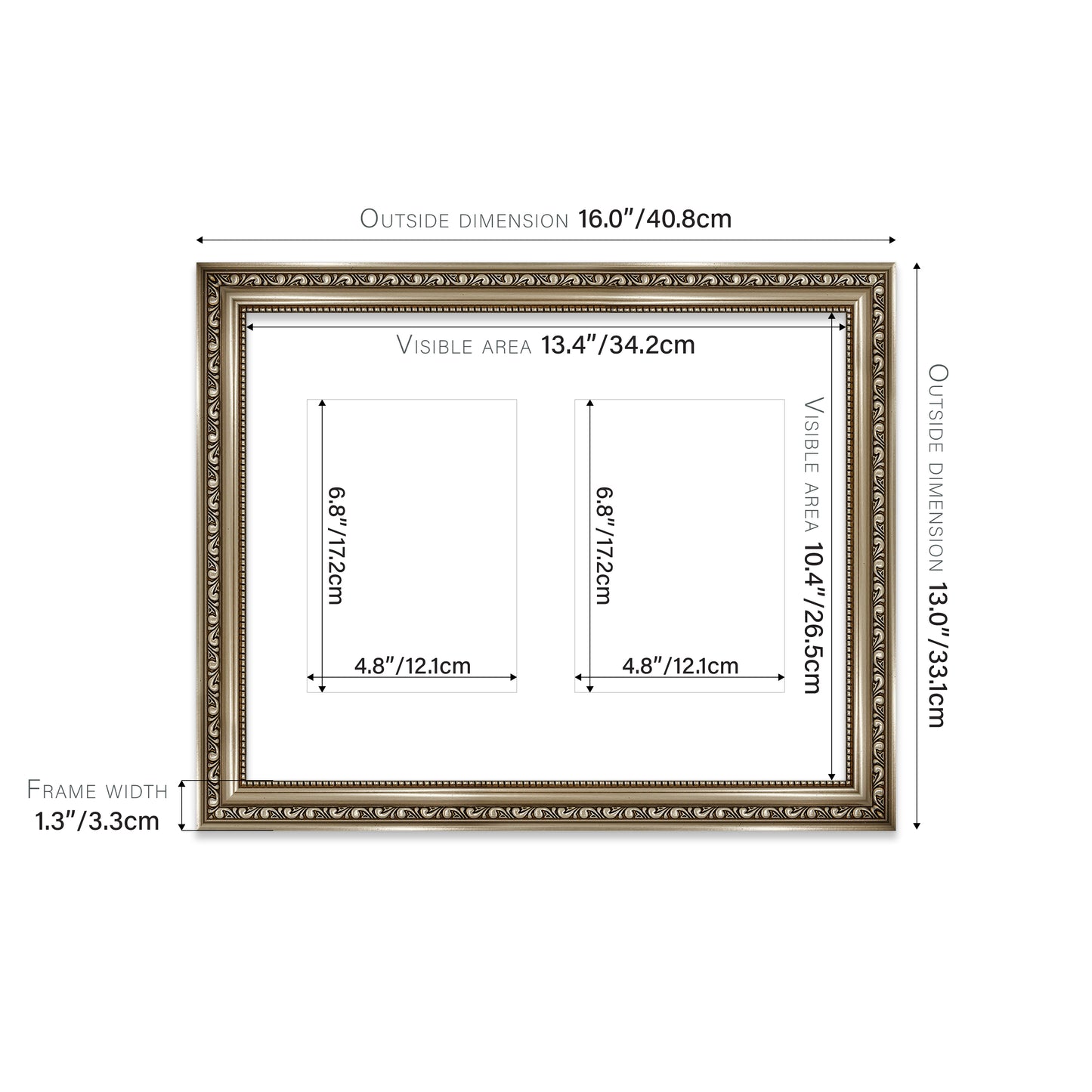 Gunmetal Ornate Picture Frame 33mm Edge