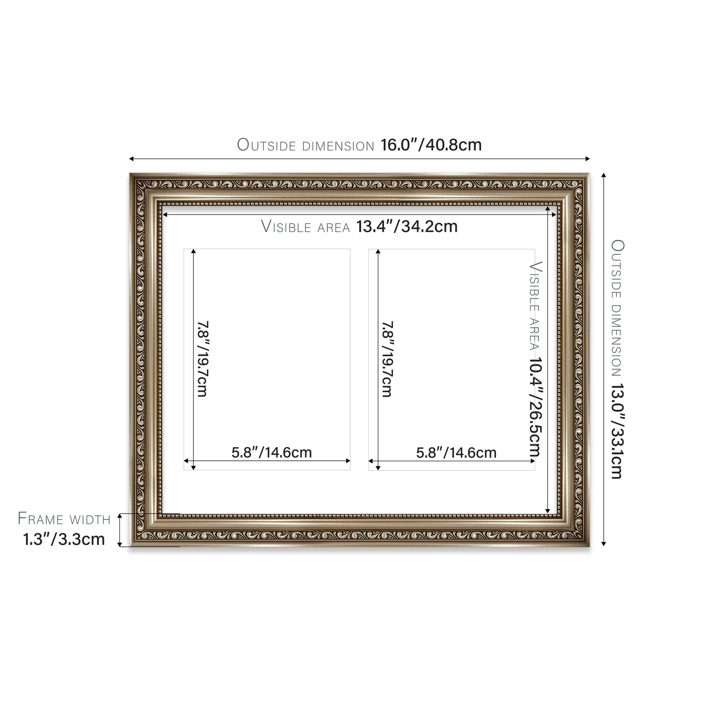 Gunmetal Ornate Picture Frame 33mm Edge