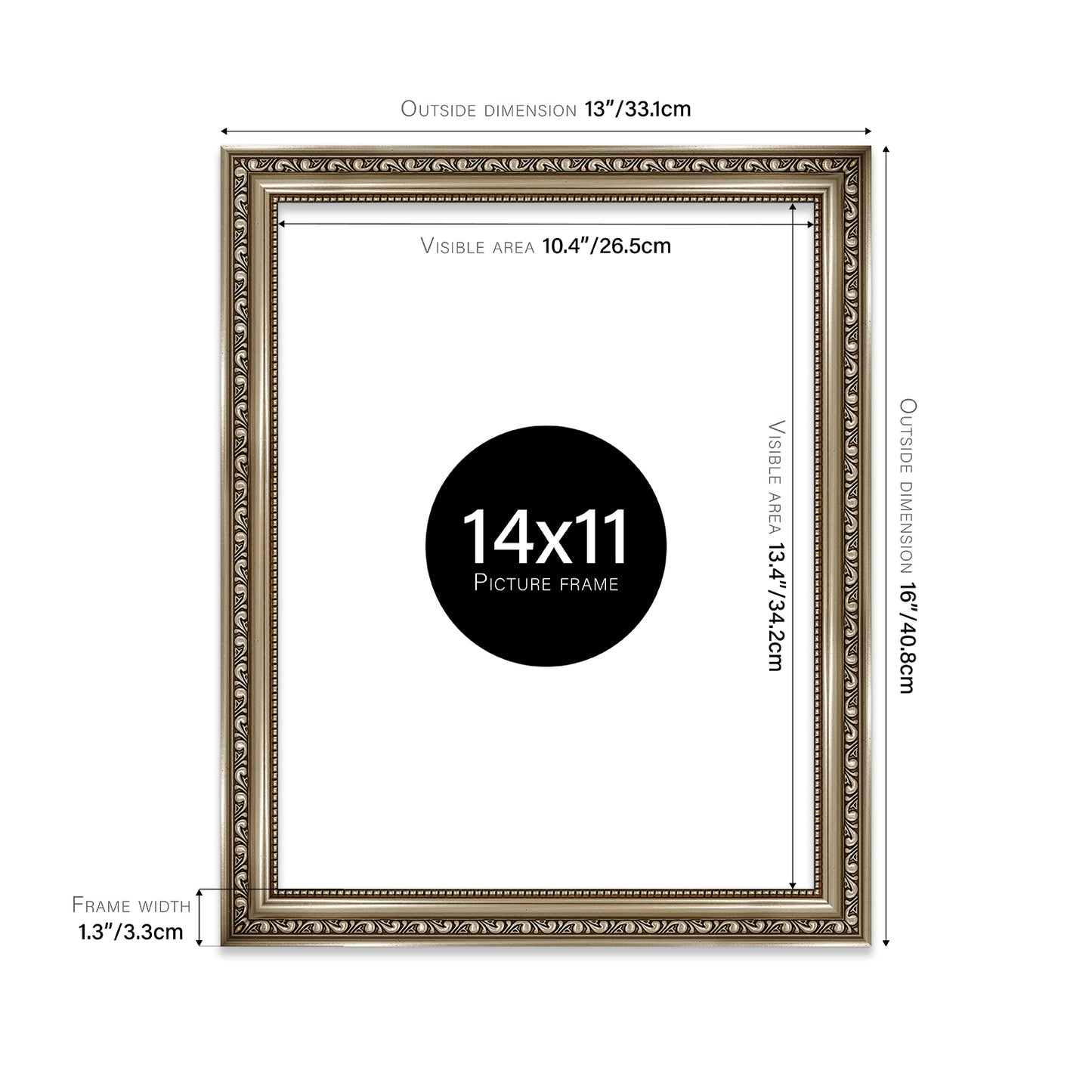 Gunmetal Ornate Picture Frame 33mm Edge