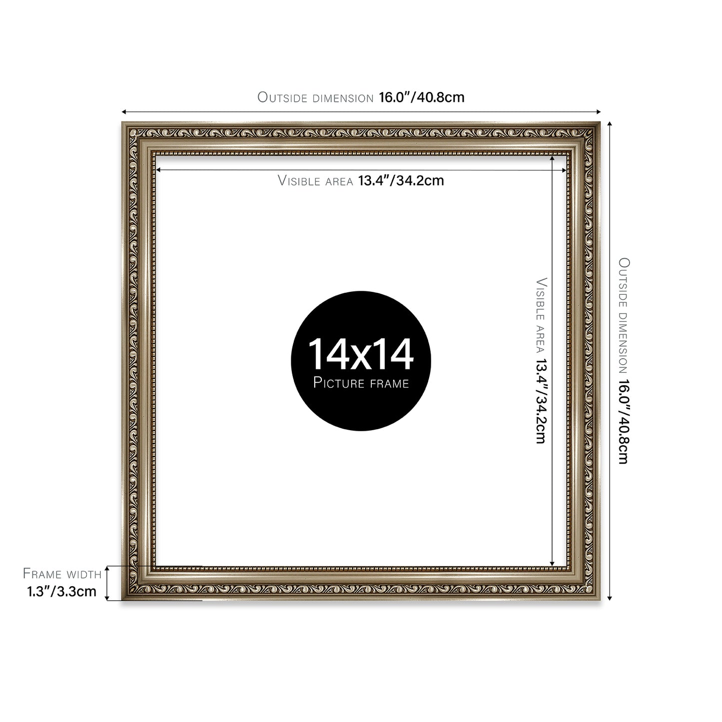 Gunmetal Ornate Picture Frame 33mm Edge