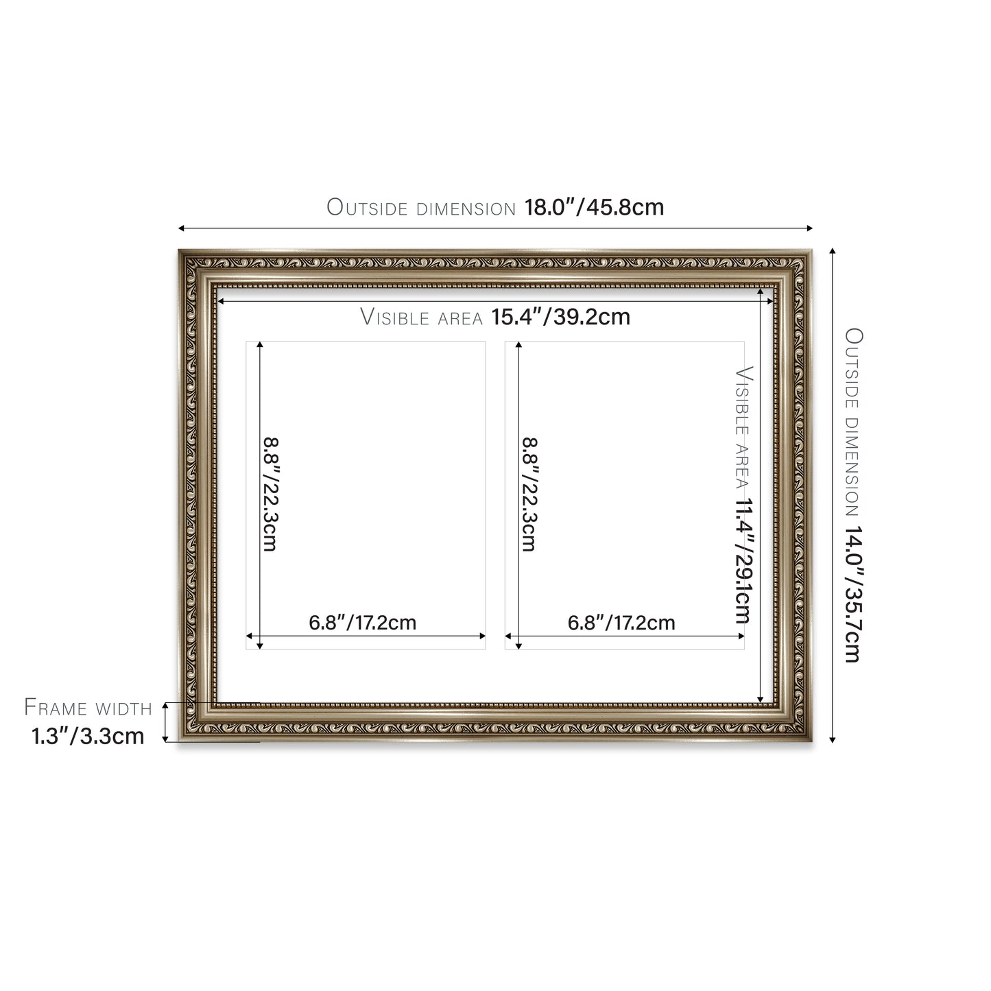 Gunmetal Ornate Picture Frame 33mm Edge