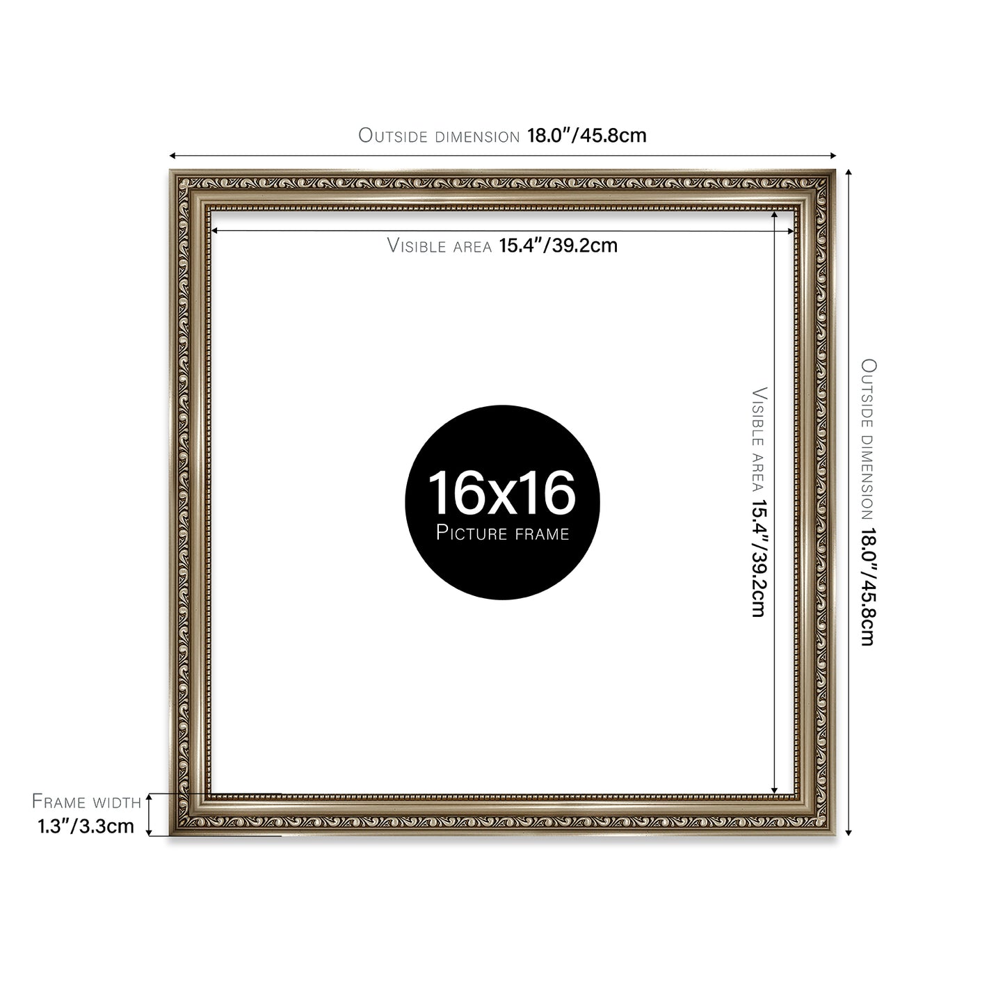 Gunmetal Ornate Picture Frame 33mm Edge