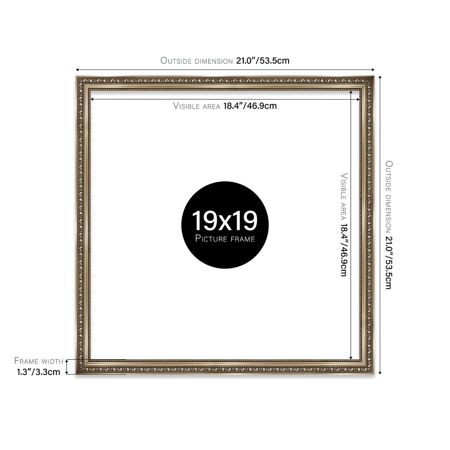 Gunmetal Ornate Picture Frame 33mm Edge